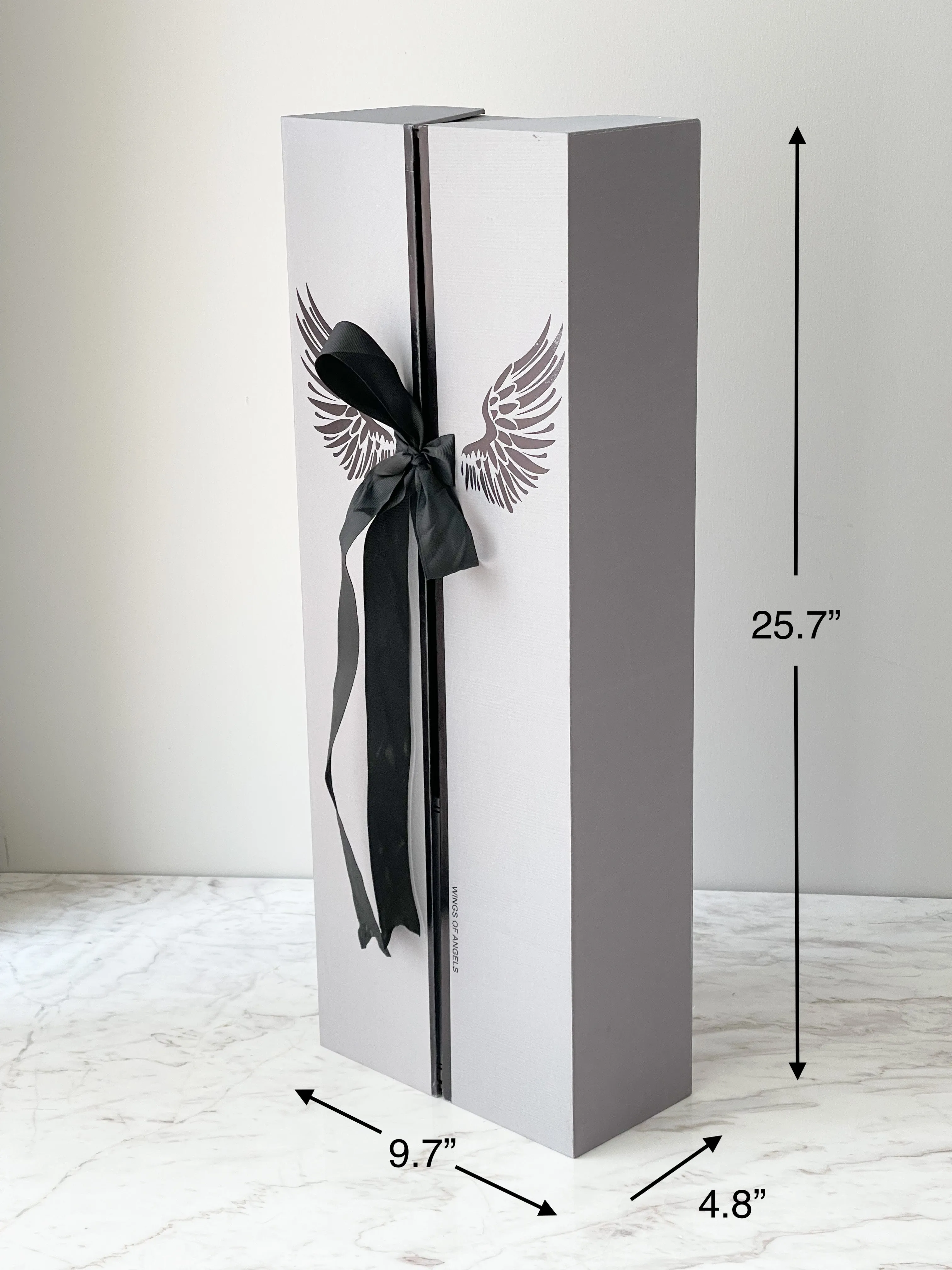 Luxury Tall Flower Box with Wings Pattern & Ribbon