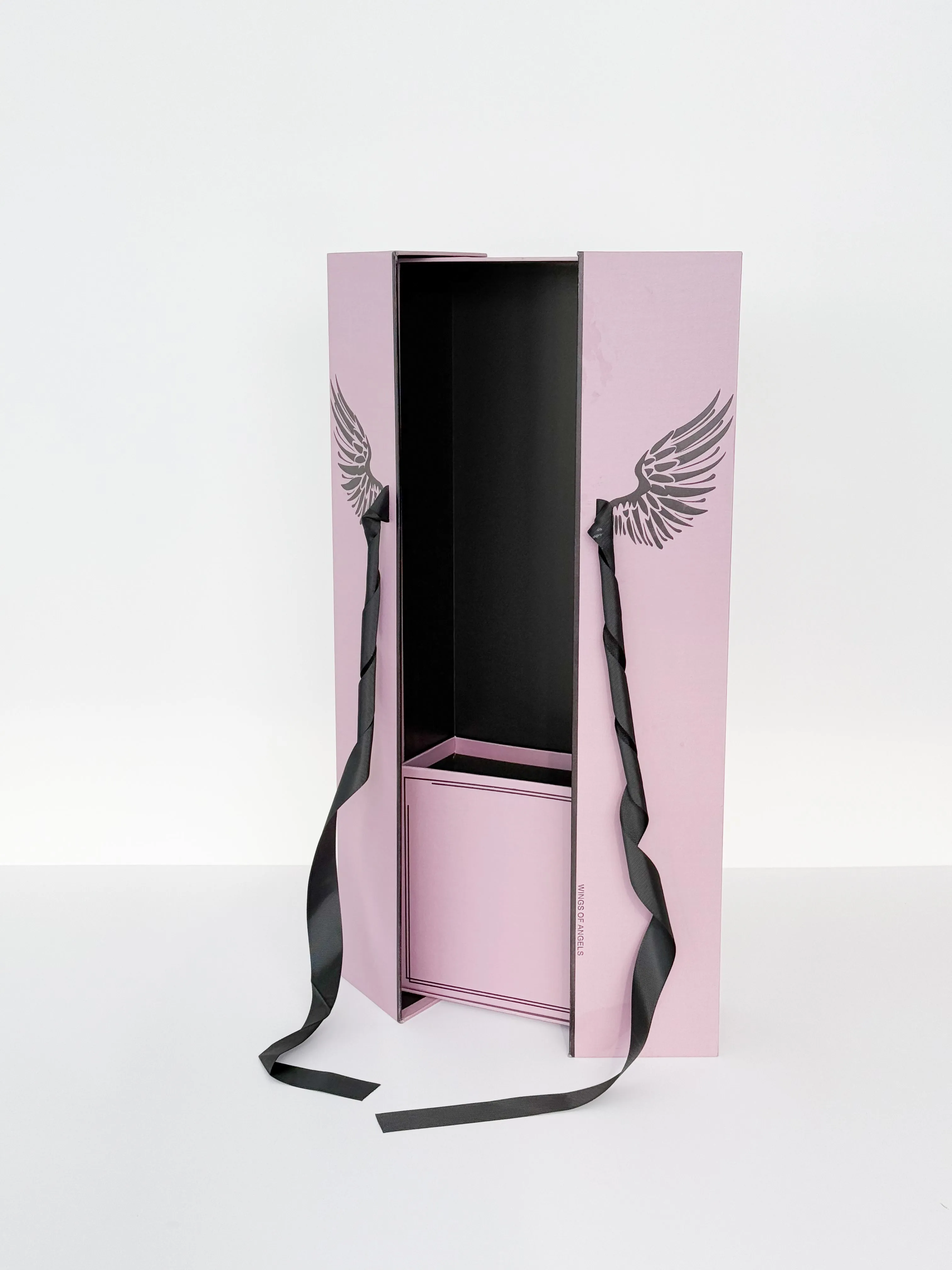 Luxury Tall Flower Box with Wings Pattern & Ribbon