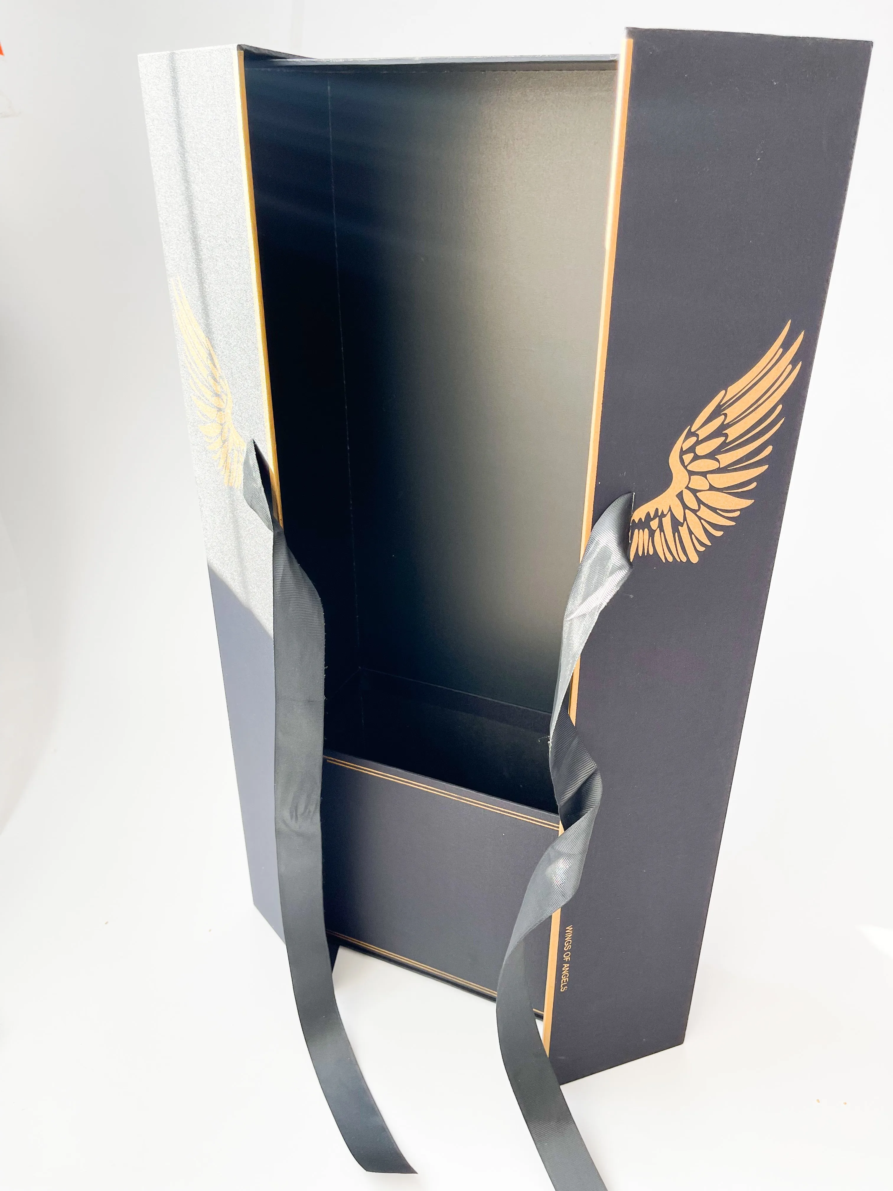 Luxury Tall Flower Box with Wings Pattern & Ribbon