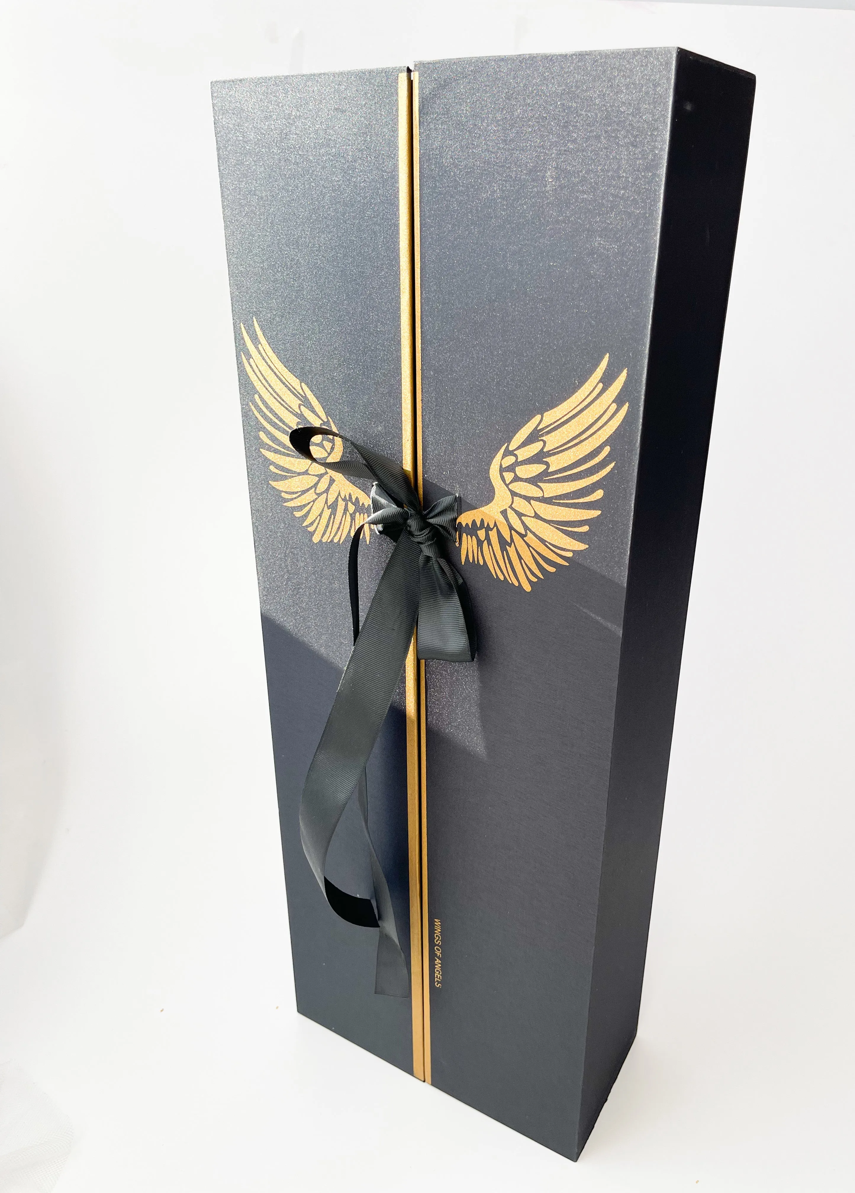 Luxury Tall Flower Box with Wings Pattern & Ribbon