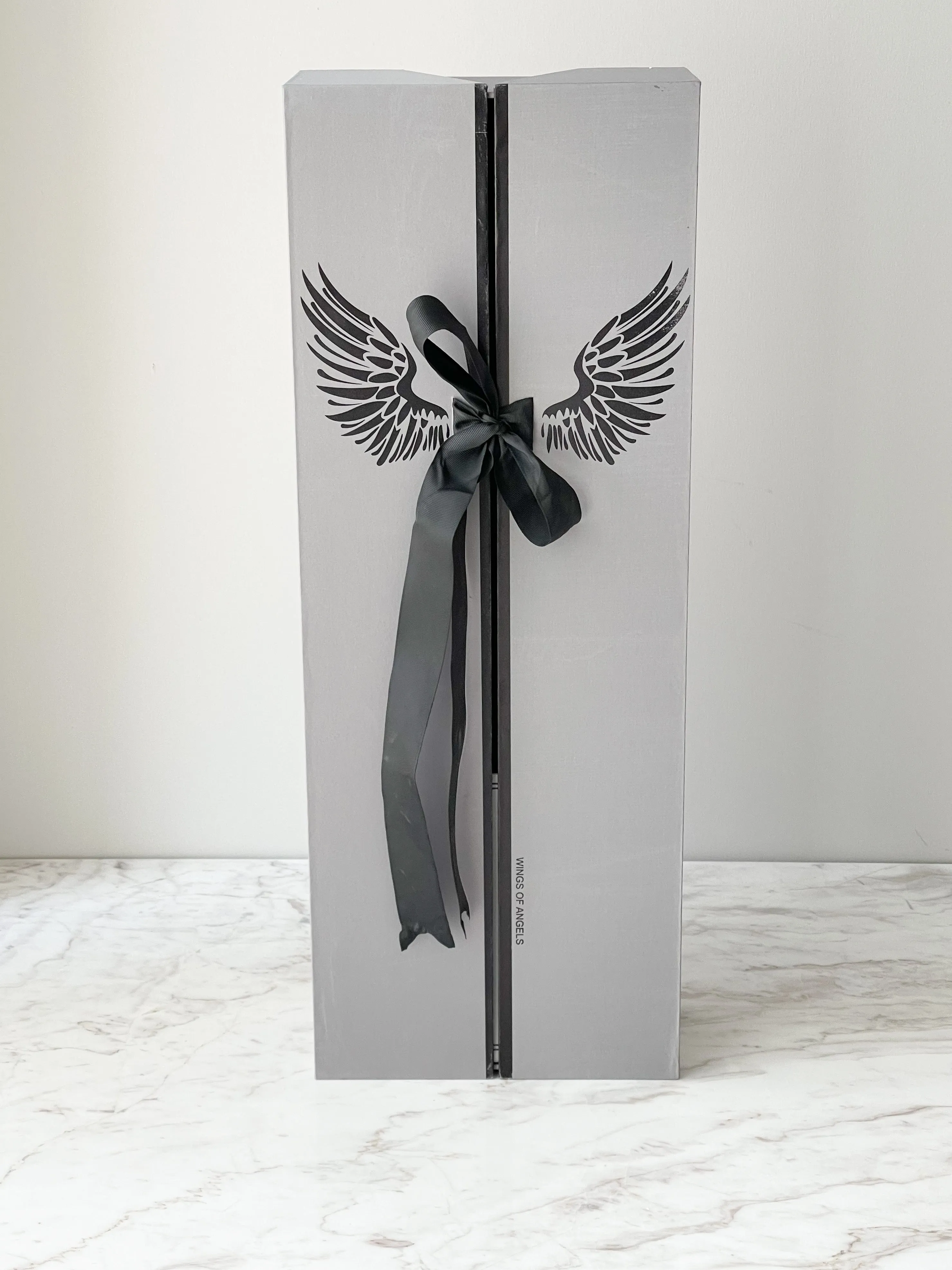 Luxury Tall Flower Box with Wings Pattern & Ribbon