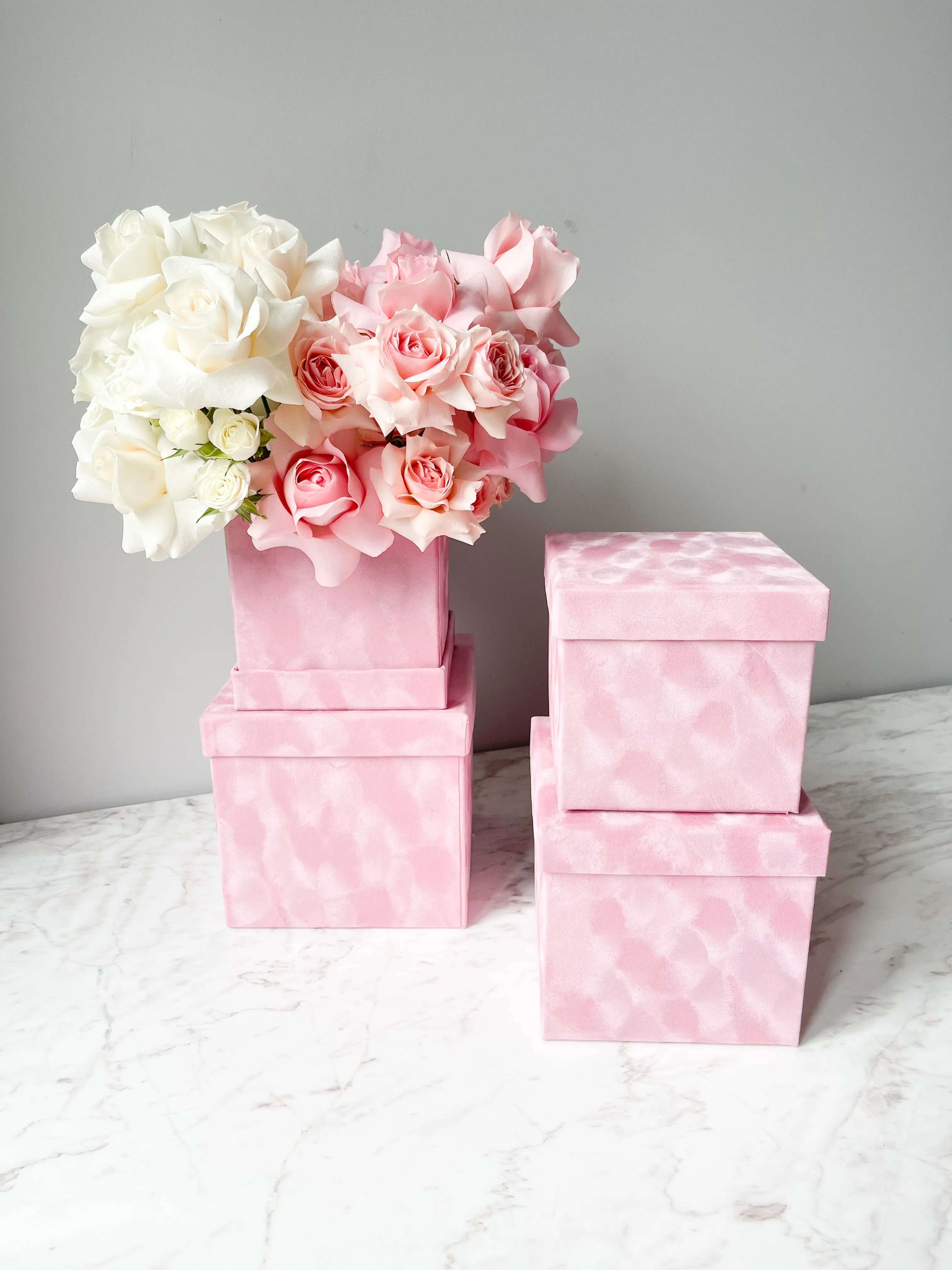 Luxury Velvet Square Flower Box with Lid