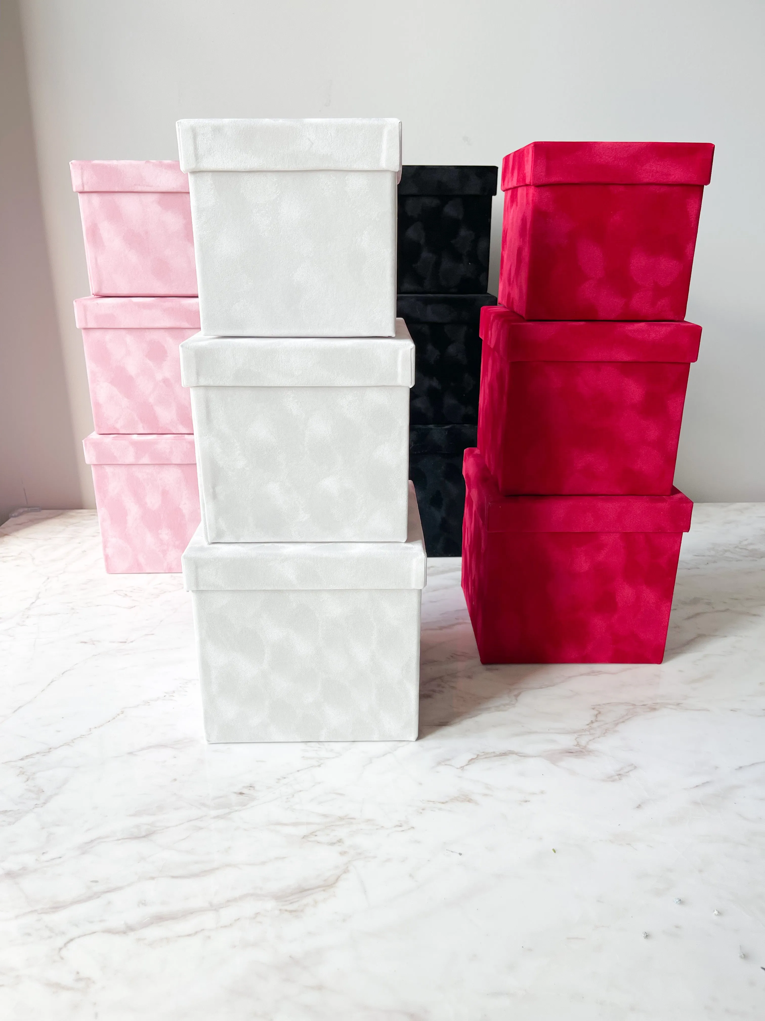 Luxury Velvet Square Flower Box with Lid