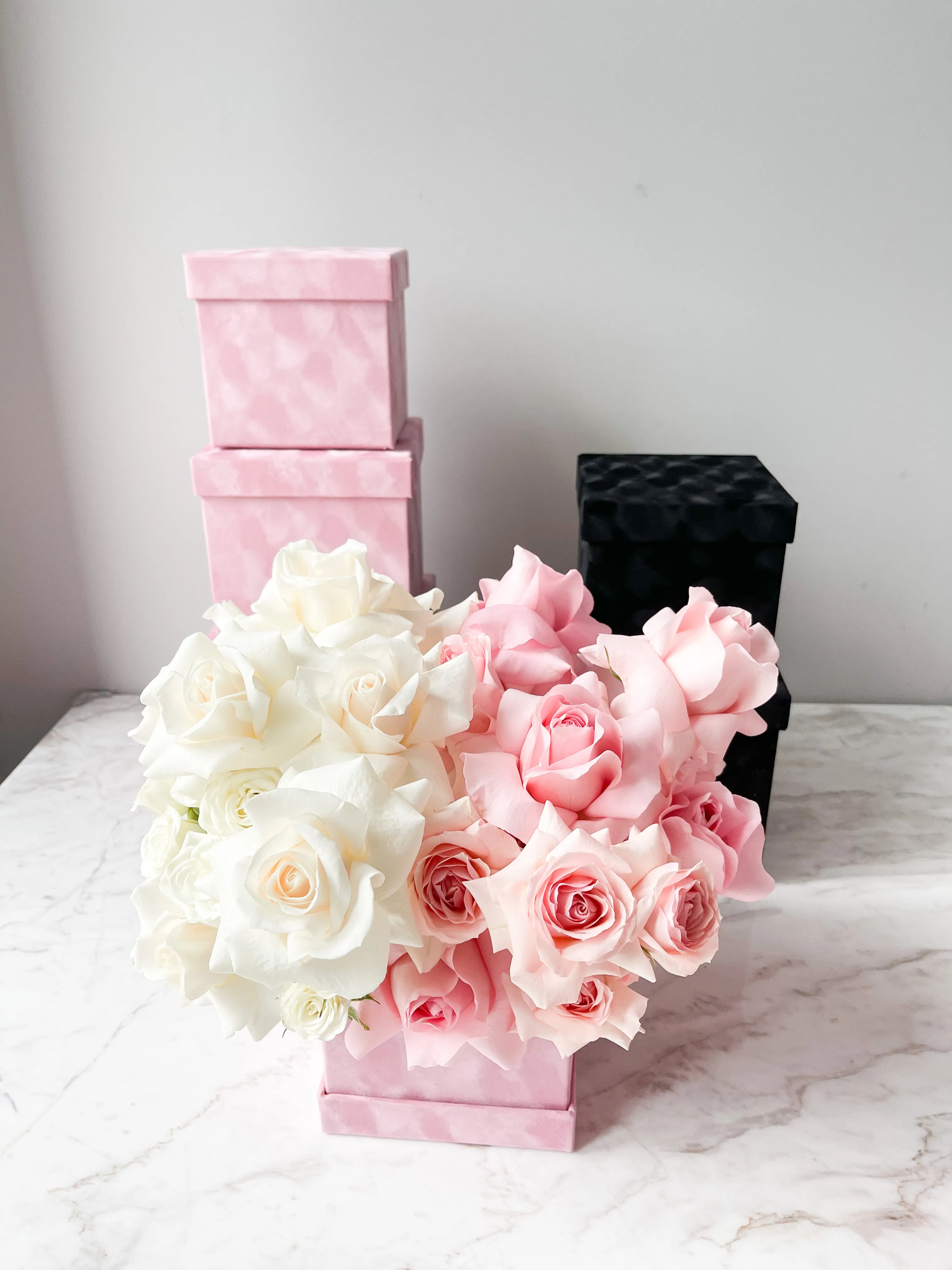 Luxury Velvet Square Flower Box with Lid