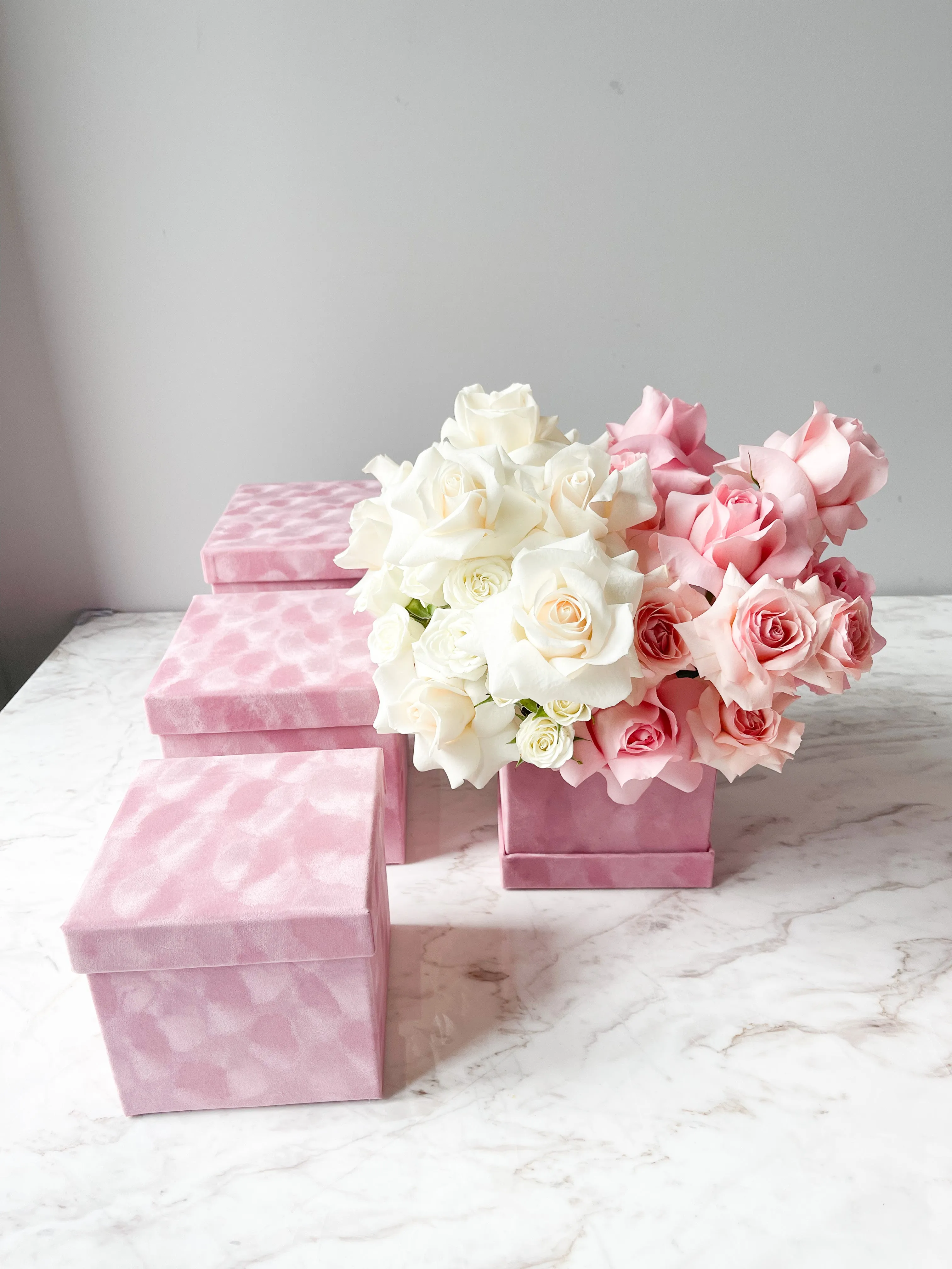 Luxury Velvet Square Flower Box with Lid
