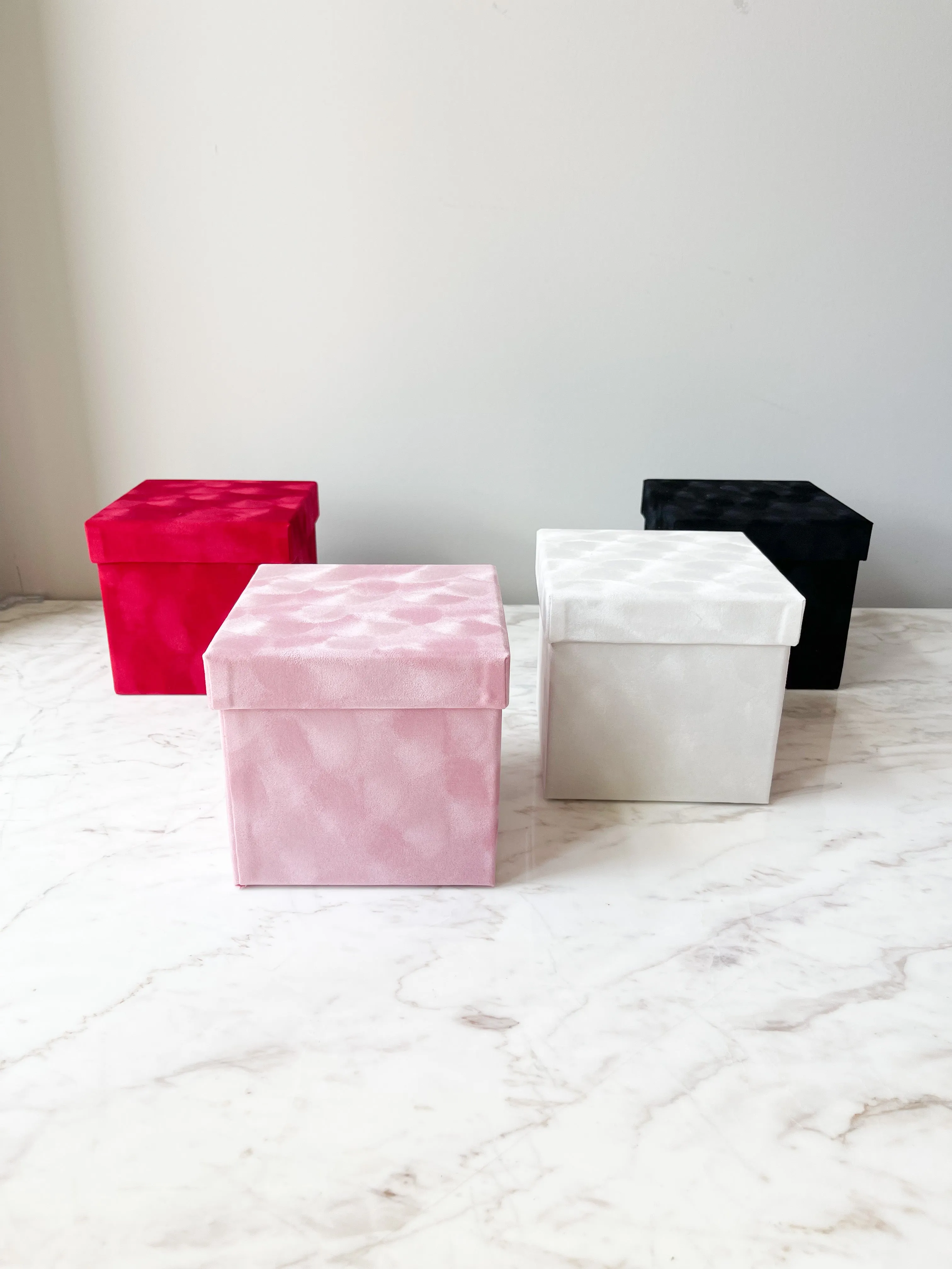 Luxury Velvet Square Flower Box with Lid