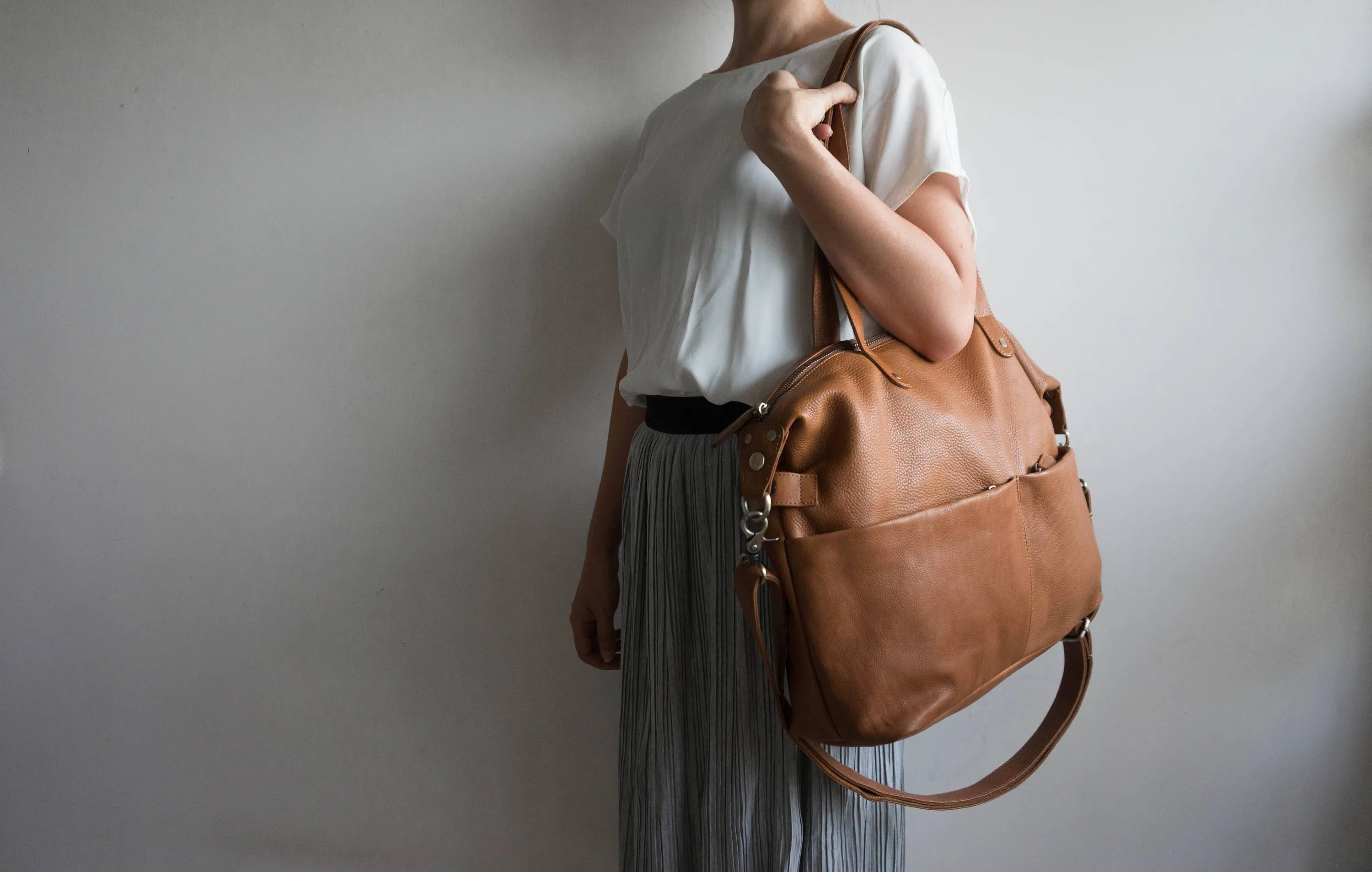 M8 Convertible 3-in-1 Backpack Purse in Tan Brown Soft Leather