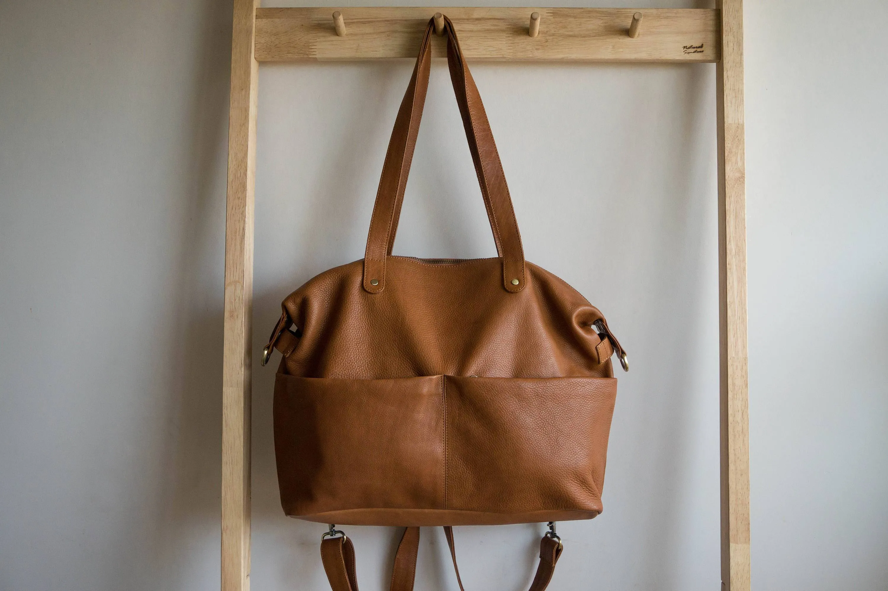 M8 Convertible 3-in-1 Backpack Purse in Tan Brown Soft Leather