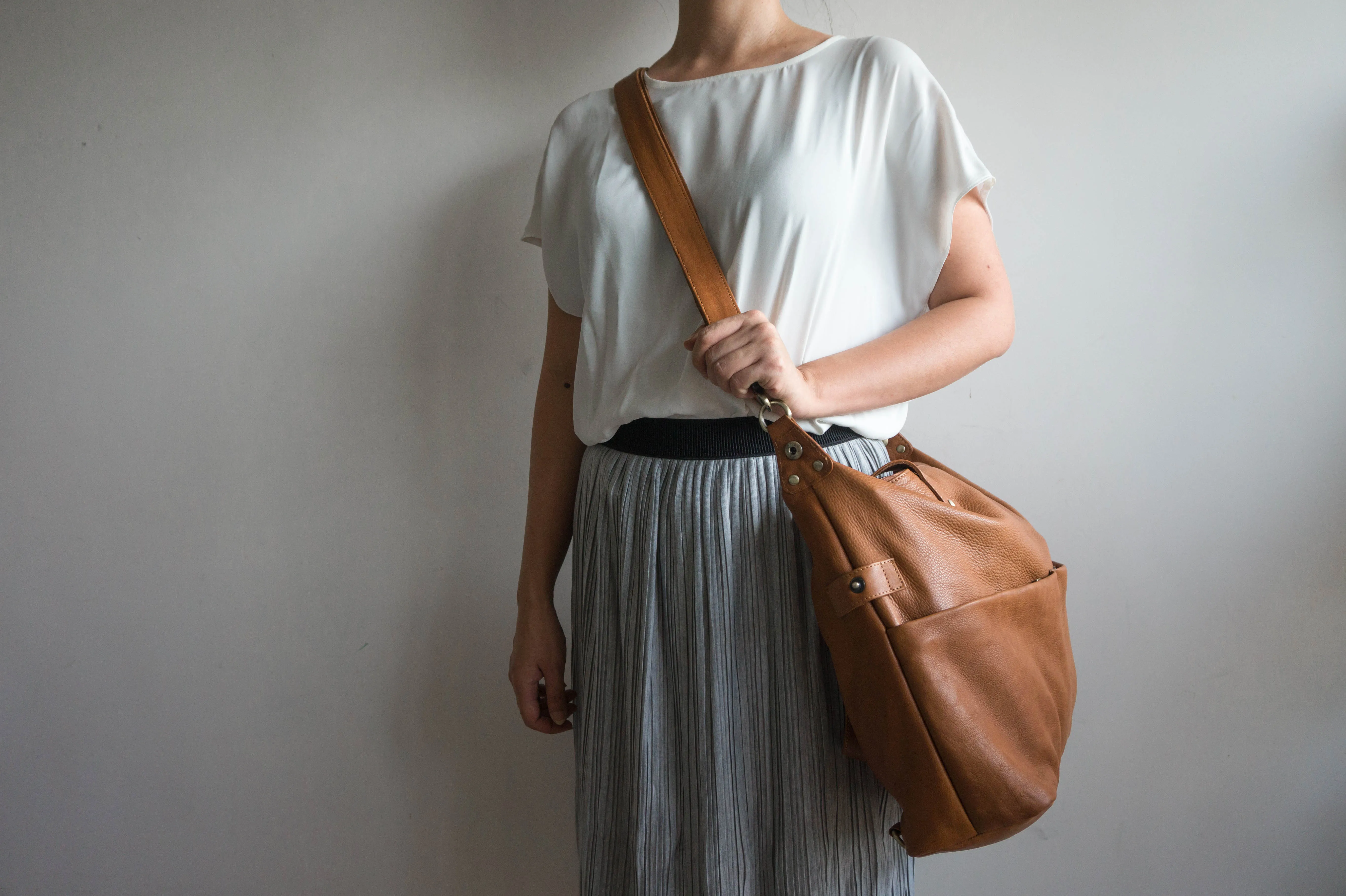 M8 Convertible 3-in-1 Backpack Purse in Tan Brown Soft Leather