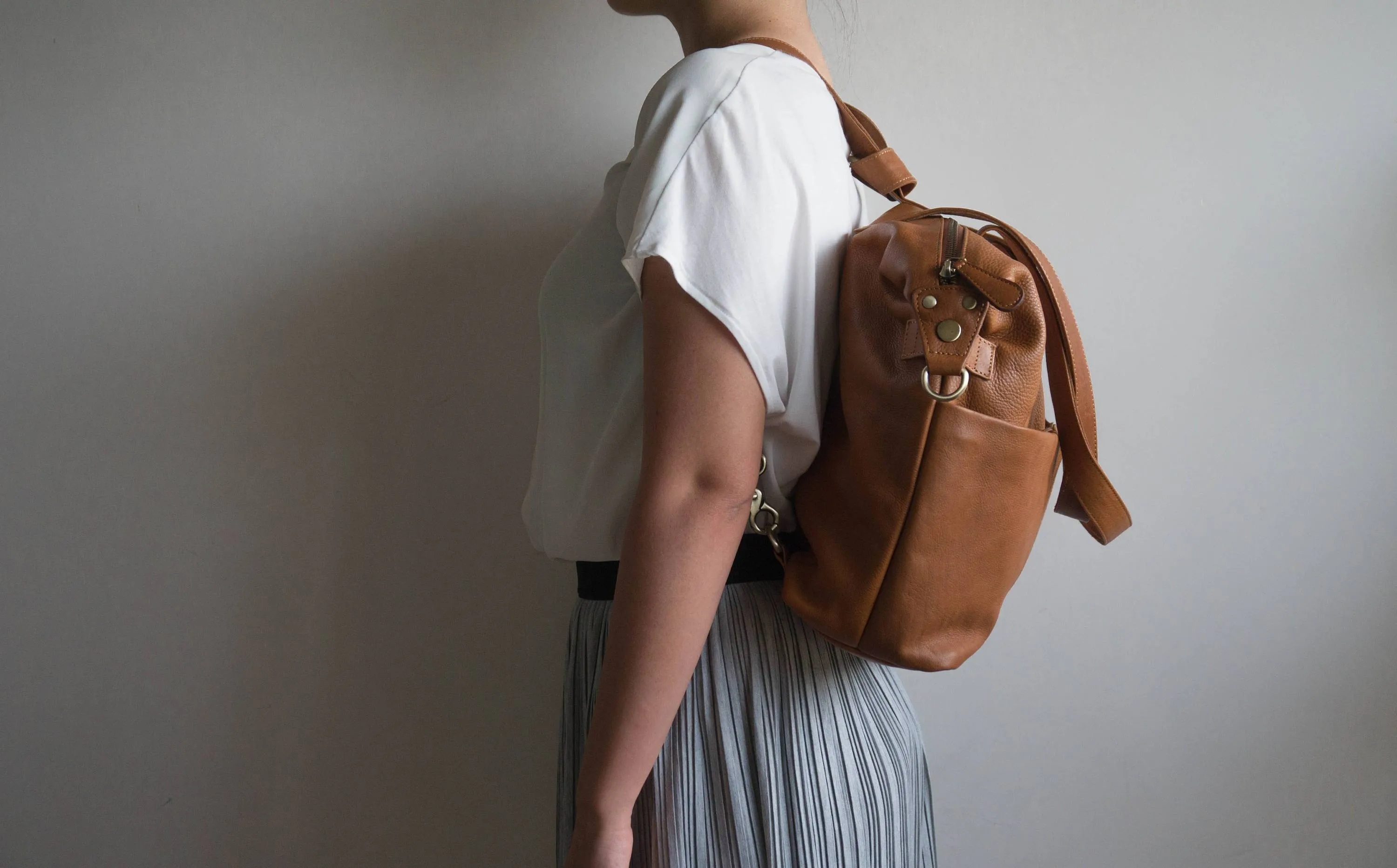 M8 Convertible 3-in-1 Backpack Purse in Tan Brown Soft Leather