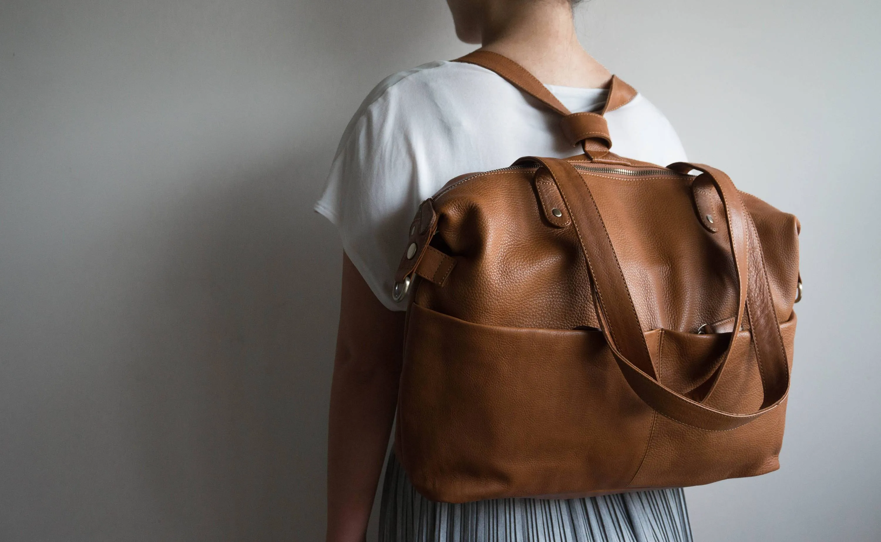 M8 Convertible 3-in-1 Backpack Purse in Tan Brown Soft Leather