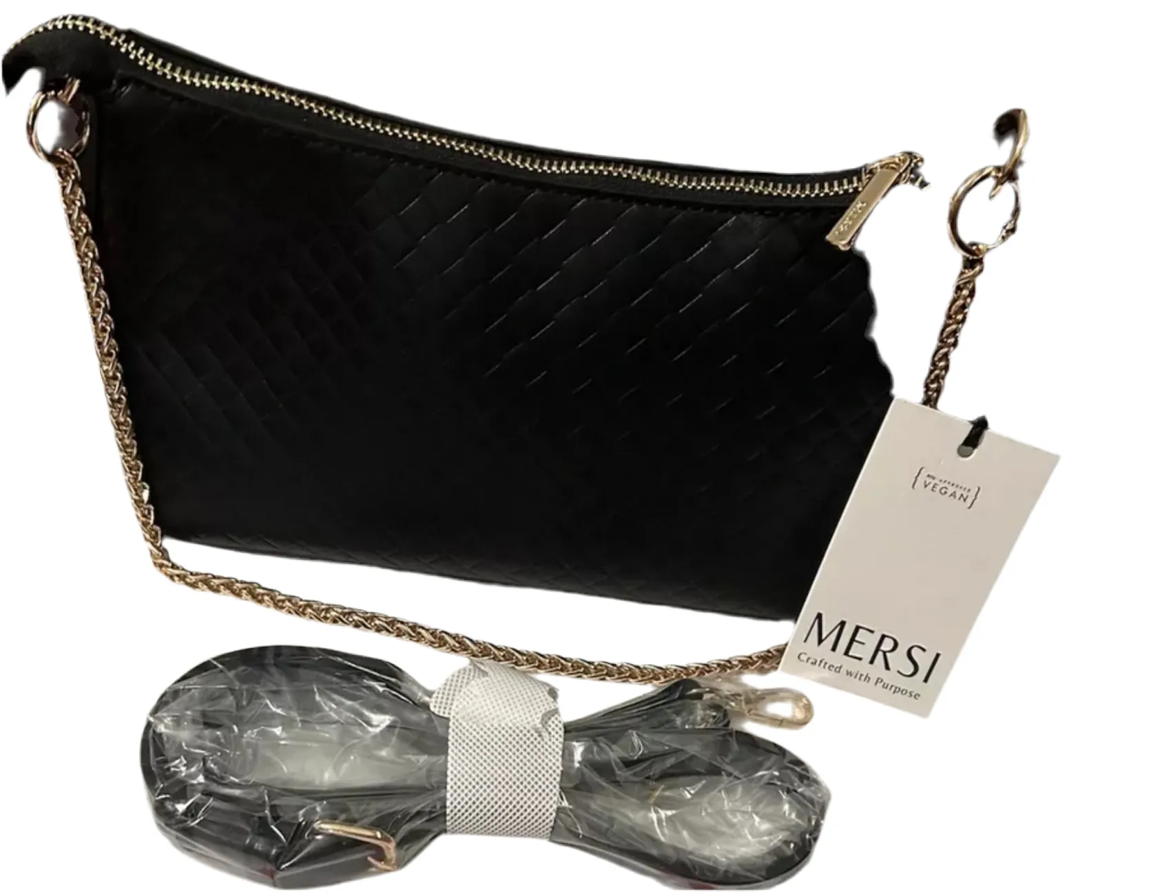 Madison Chain Crossbody Bag - Vegan black Leather