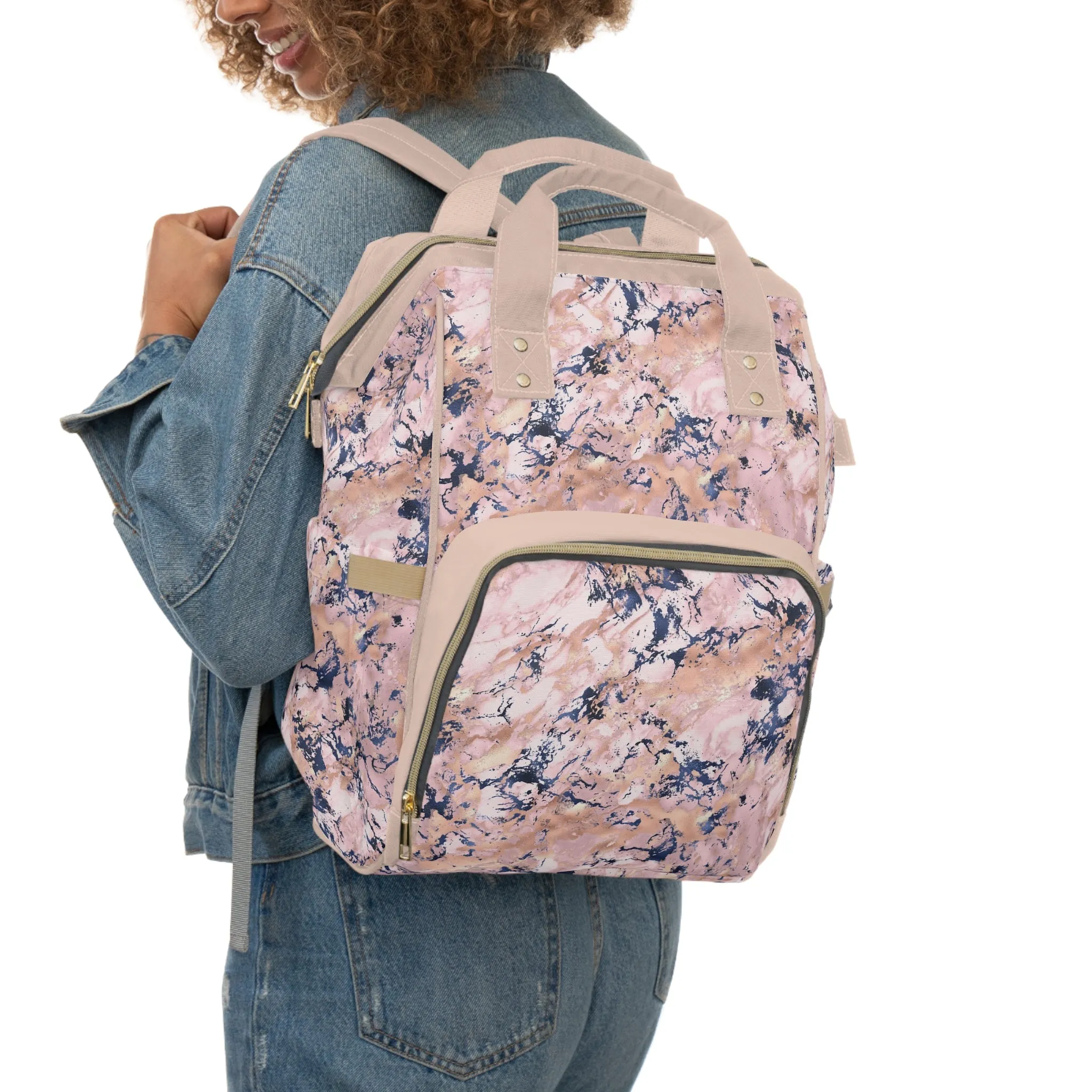 Marble Diaper Backpack - Multifunctional & Durable Nappy Bag with Elegant Marble Patterns, Perfect for Stylish Parents