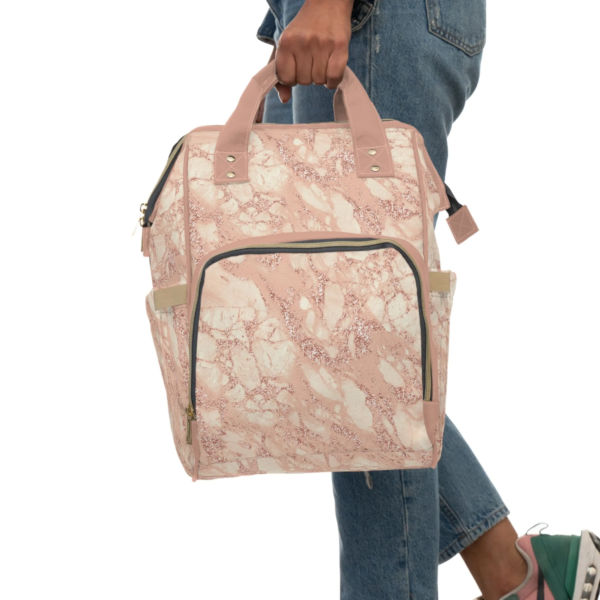 Marble Diaper Backpack - Multifunctional & Durable Nappy Bag with Elegant Marble Patterns, Perfect for Stylish Parents