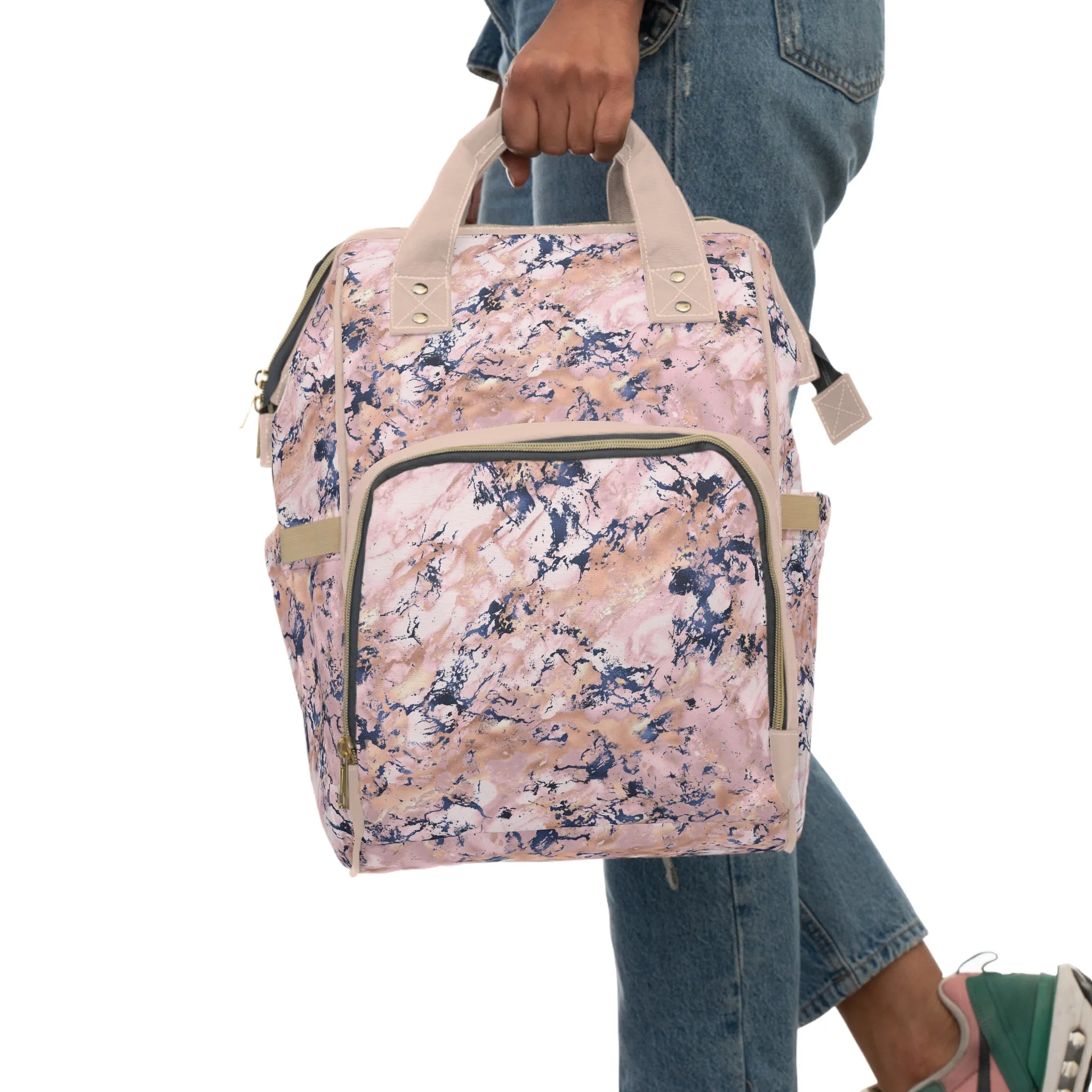 Marble Diaper Backpack - Multifunctional & Durable Nappy Bag with Elegant Marble Patterns, Perfect for Stylish Parents