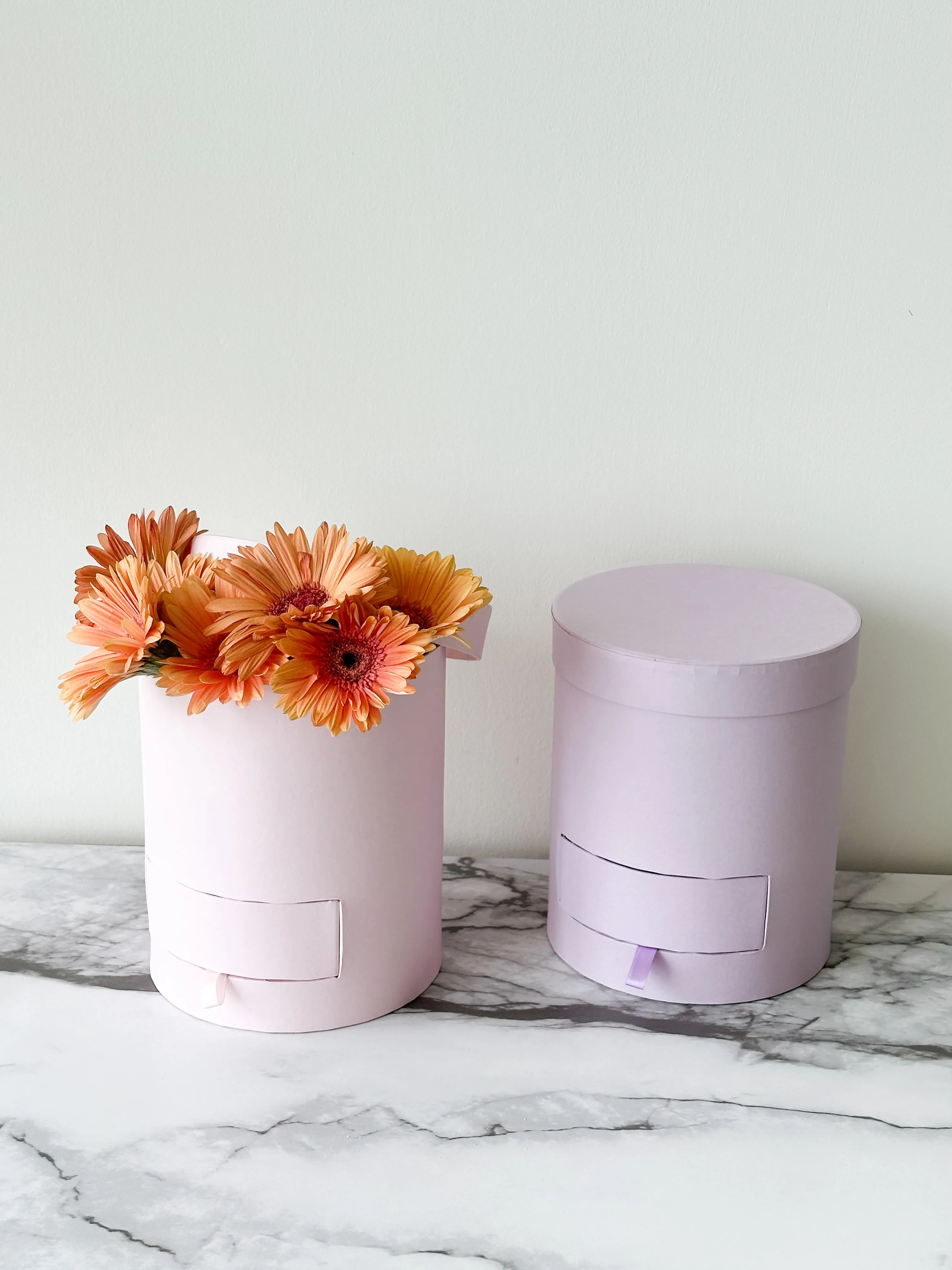 Marble Round Flower Box with Drawer