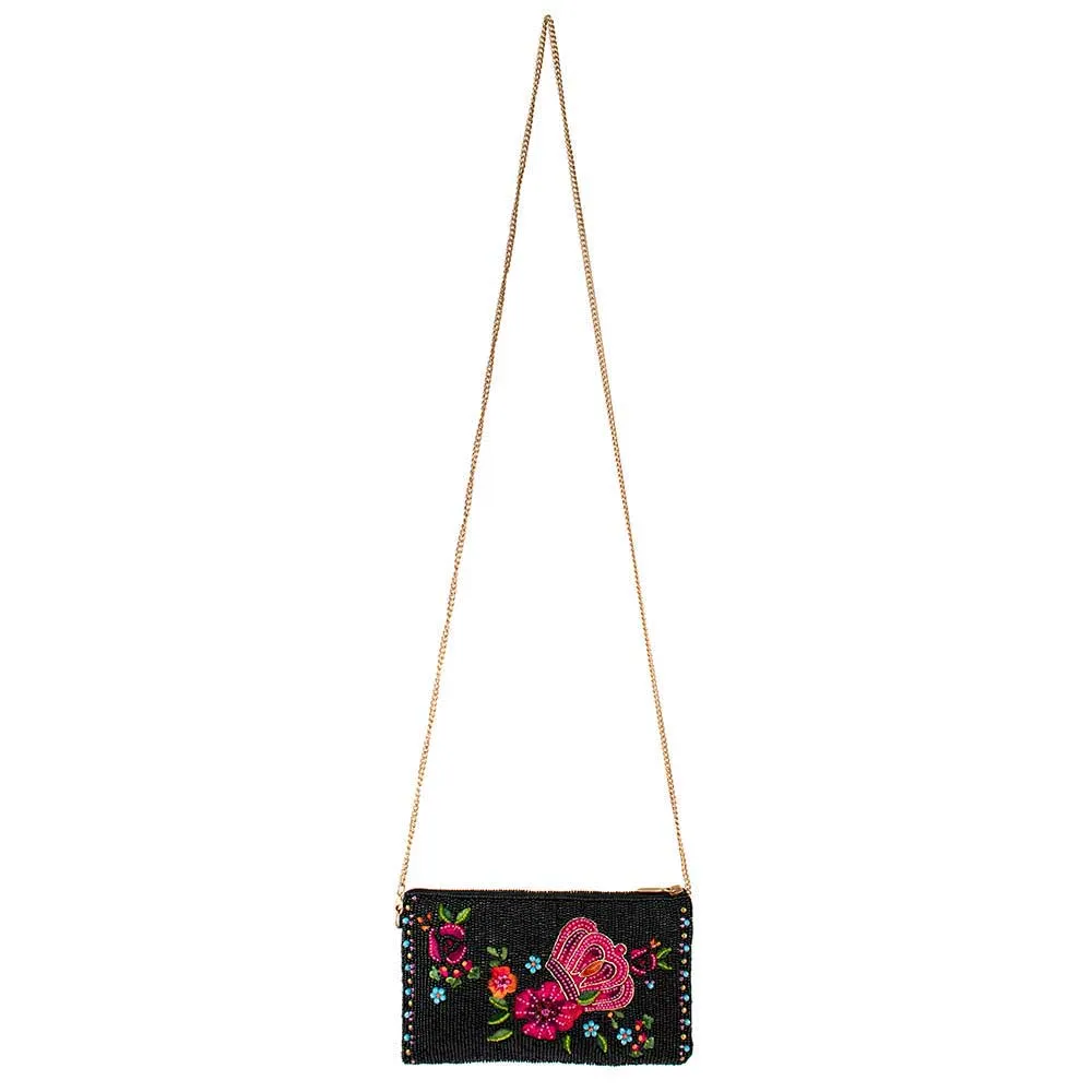 Mary Frances Crown Me Crossbody Phone Bag Black Hand bag NEW