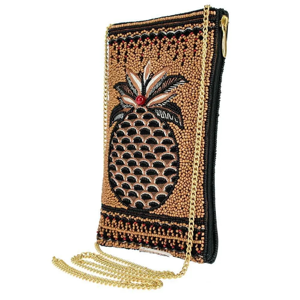 Mary Frances Sweet Tropics Beaded Screen Crossbody Pineapple Black Bag Zip New