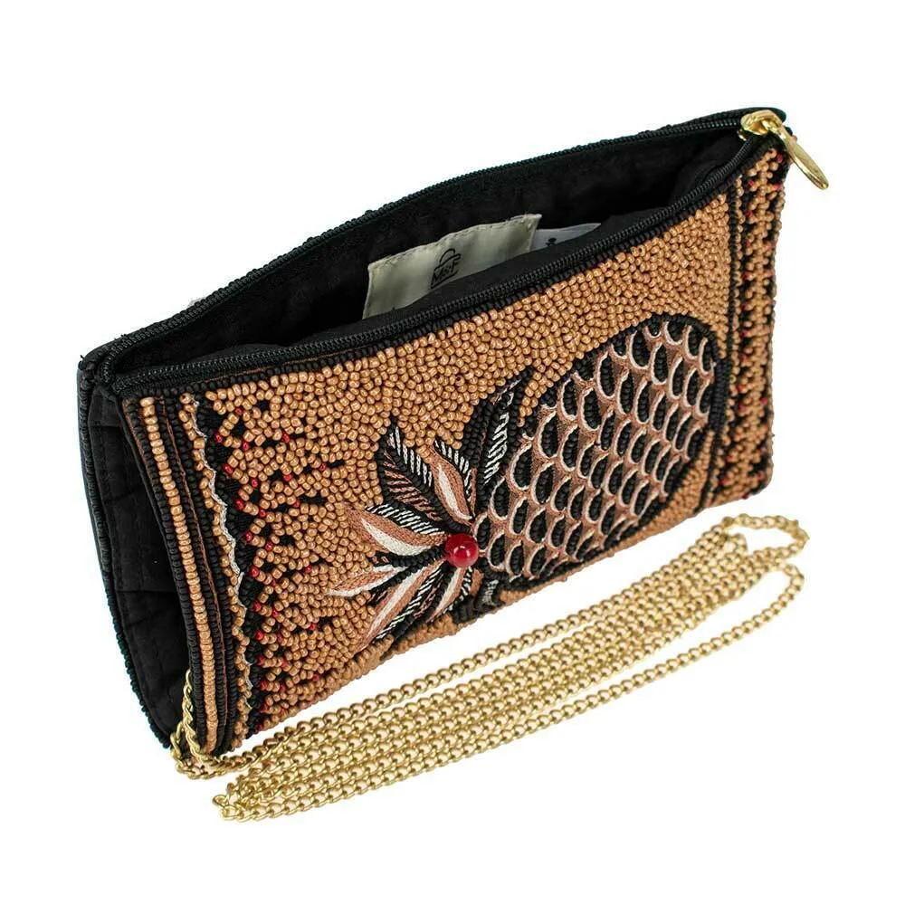 Mary Frances Sweet Tropics Beaded Screen Crossbody Pineapple Black Bag Zip New