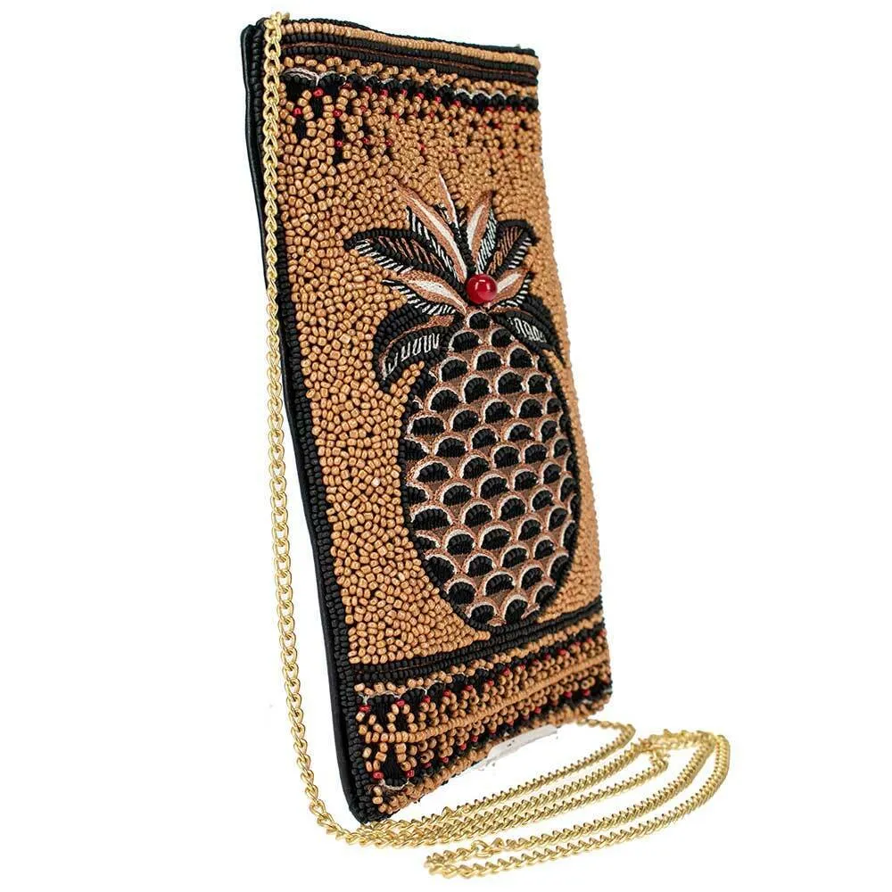 Mary Frances Sweet Tropics Beaded Screen Crossbody Pineapple Black Bag Zip New