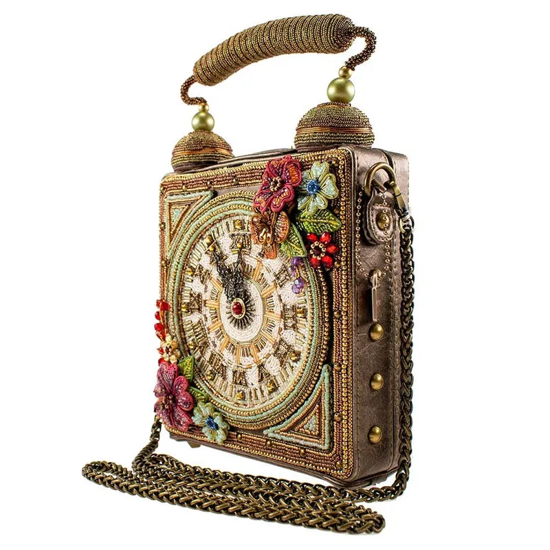 Mary Frances Time of Your Life Beaded Top Handle Clock Handbag Bag Multi New