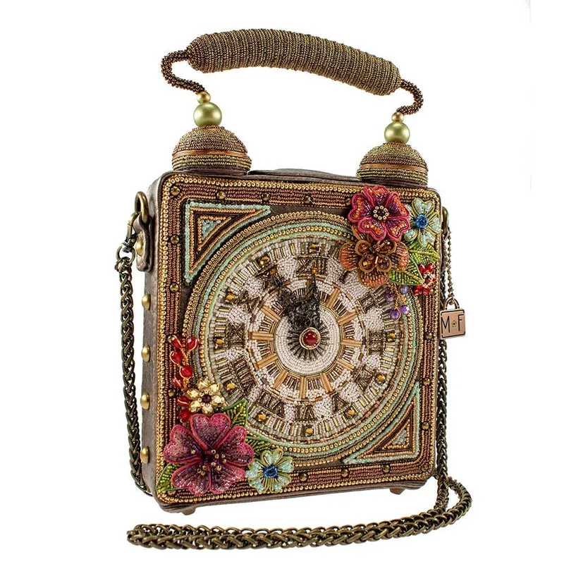 Mary Frances Time of Your Life Beaded Top Handle Clock Handbag Bag Multi New