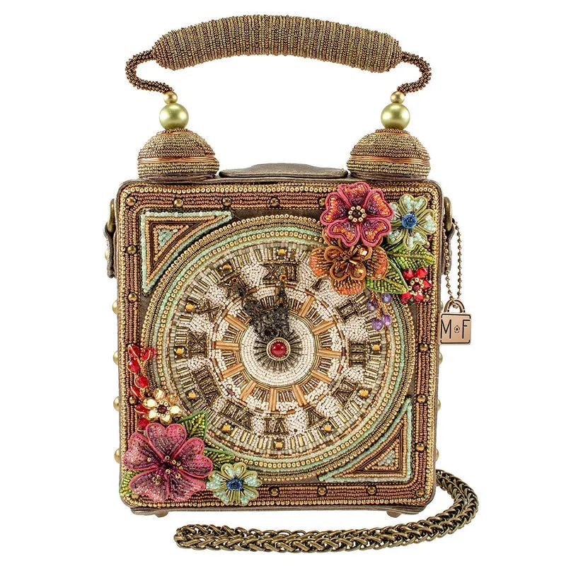 Mary Frances Time of Your Life Beaded Top Handle Clock Handbag Bag Multi New