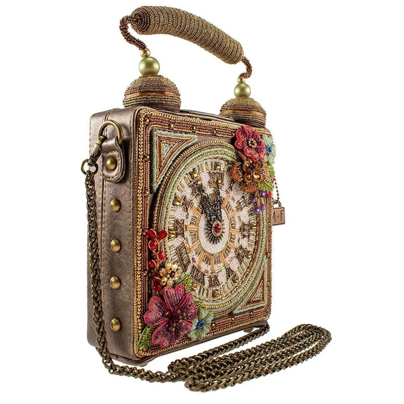 Mary Frances Time of Your Life Beaded Top Handle Clock Handbag Bag Multi New