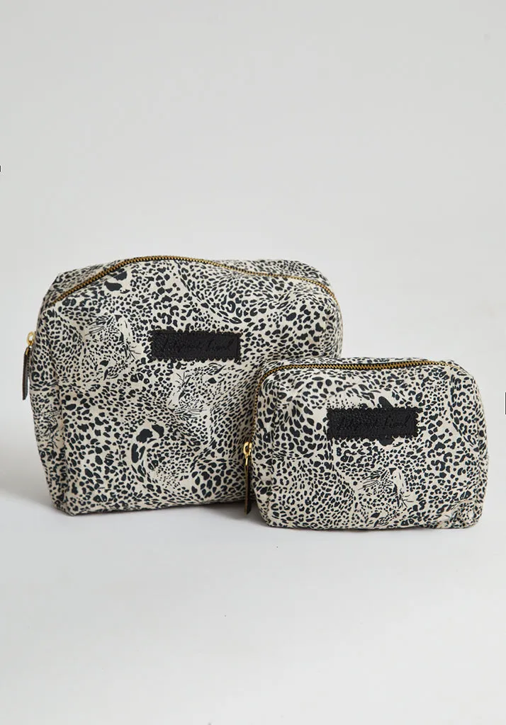 Maya Hidden Leopard Print Cosmetic Bag In Cream
