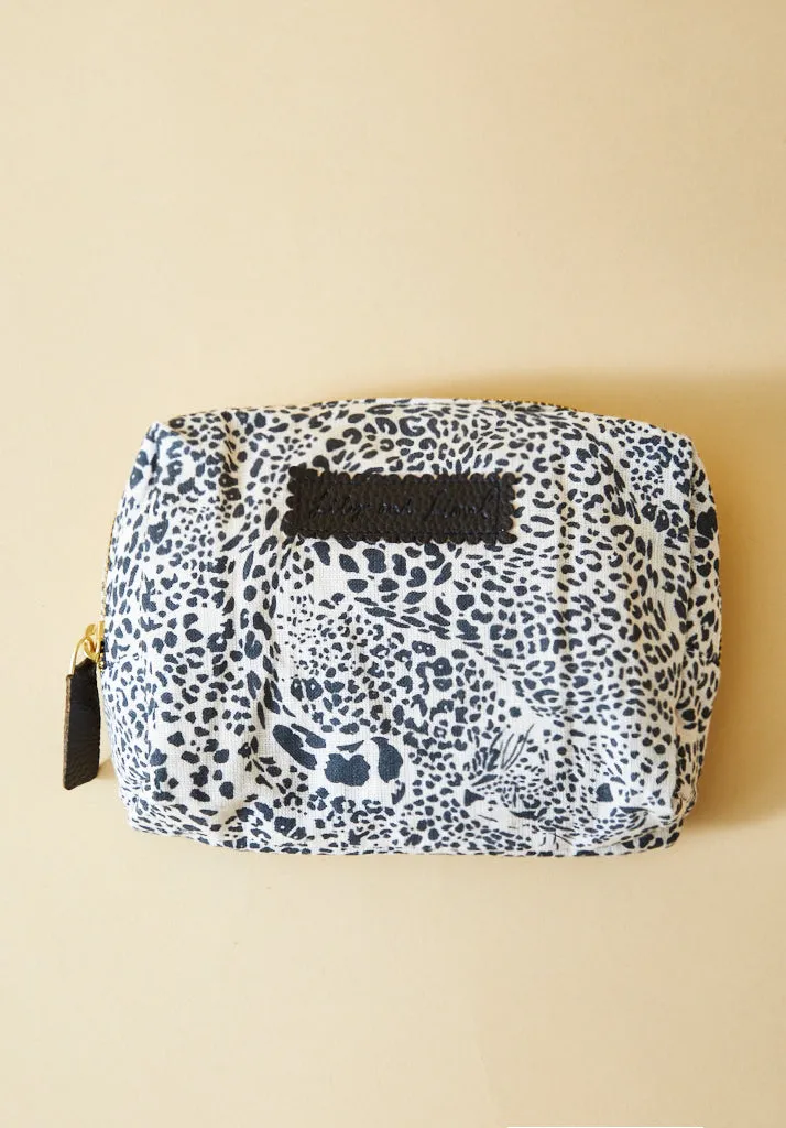 Maya Hidden Leopard Print Cosmetic Bag In Cream