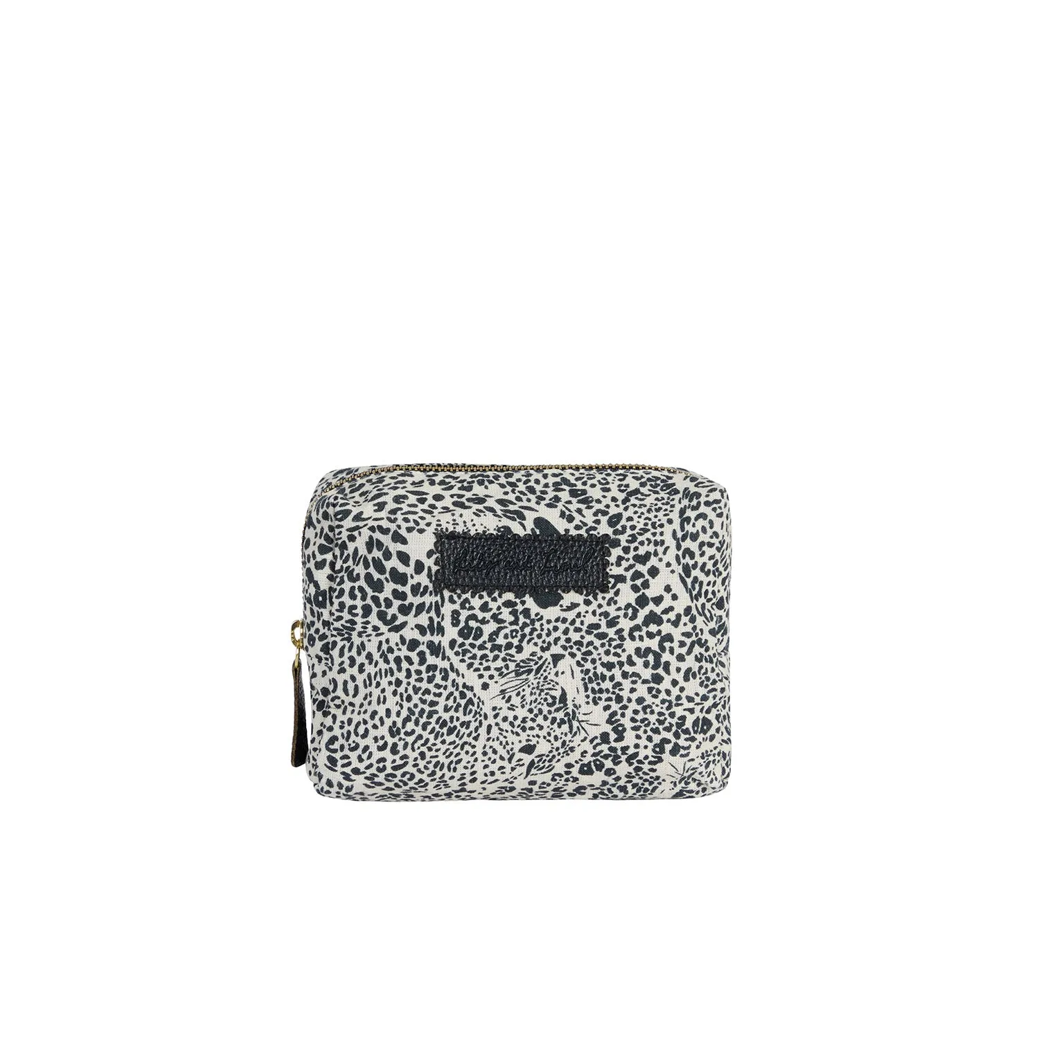 Maya Hidden Leopard Print Cosmetic Bag In Cream