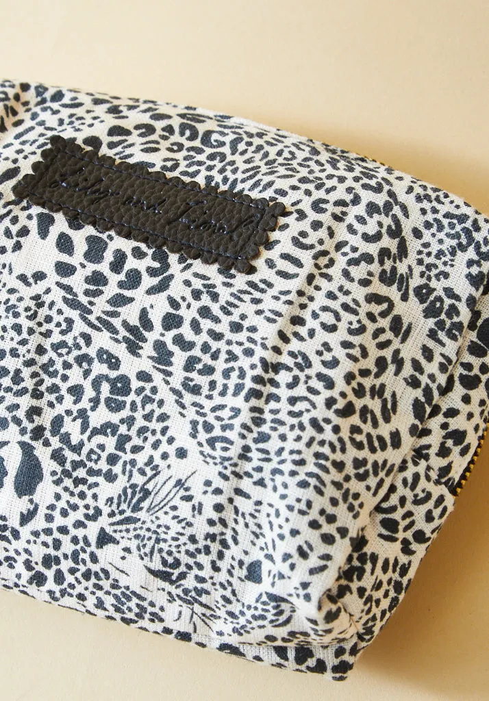 Maya Hidden Leopard Print Cosmetic Bag In Cream