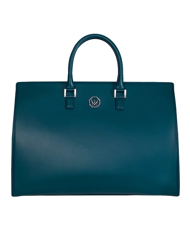 MEASPHERA OCTAGON REAL LEATHER BOSTON BAG - DARK GREEN