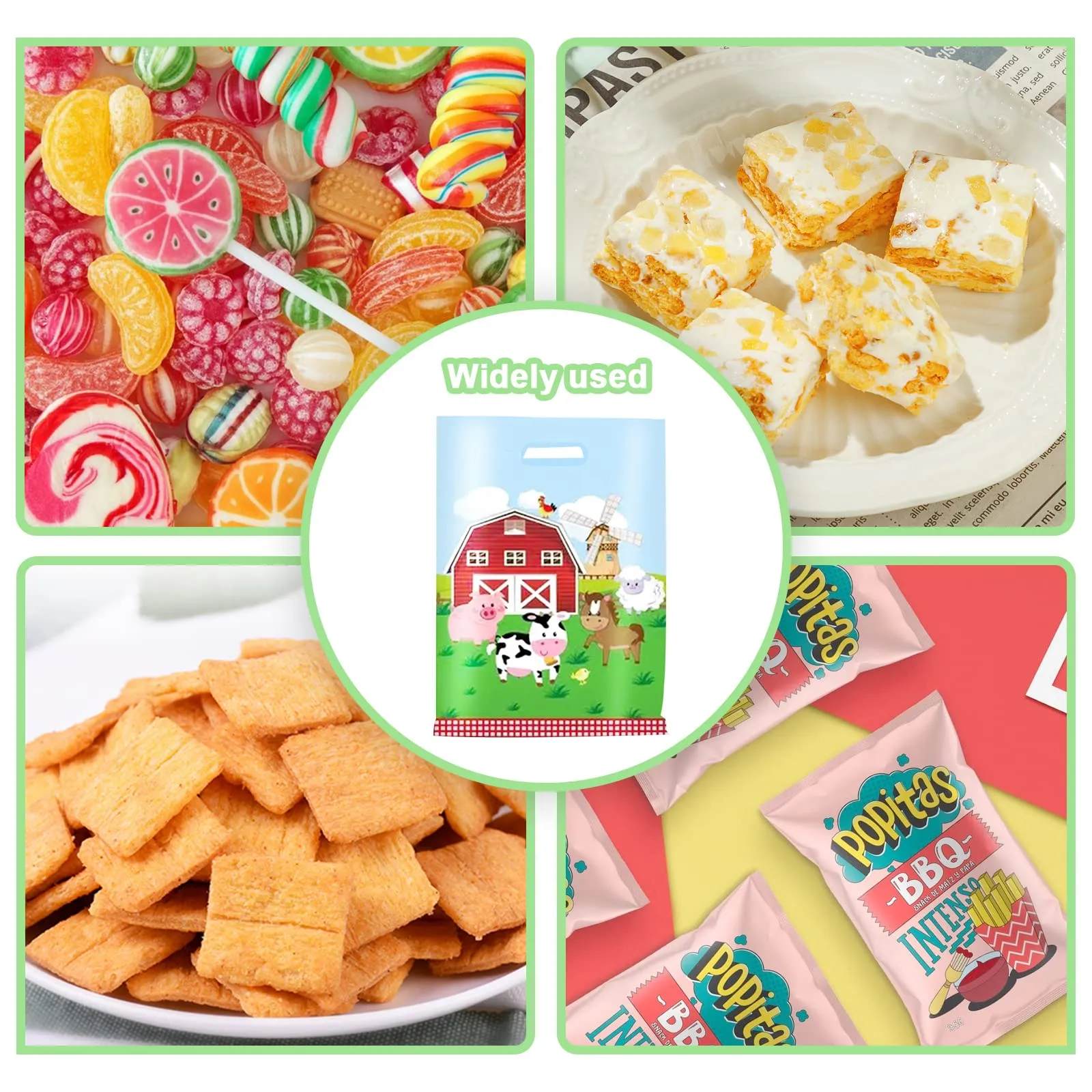 MEMOVAN Farm Party Gift Bags - 30pcs, Farm Party Favors with Plastic Goodies, Candy Treat Snack Bags for Kids, Barnyard Cow Farmhouse Theme Birthday & Baby Shower Decoration