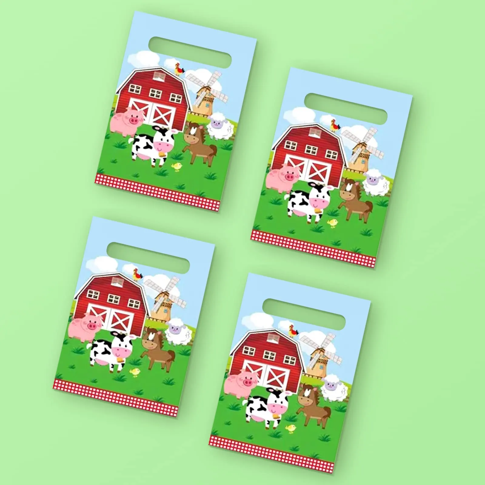 MEMOVAN Farm Party Gift Bags - 30pcs, Farm Party Favors with Plastic Goodies, Candy Treat Snack Bags for Kids, Barnyard Cow Farmhouse Theme Birthday & Baby Shower Decoration