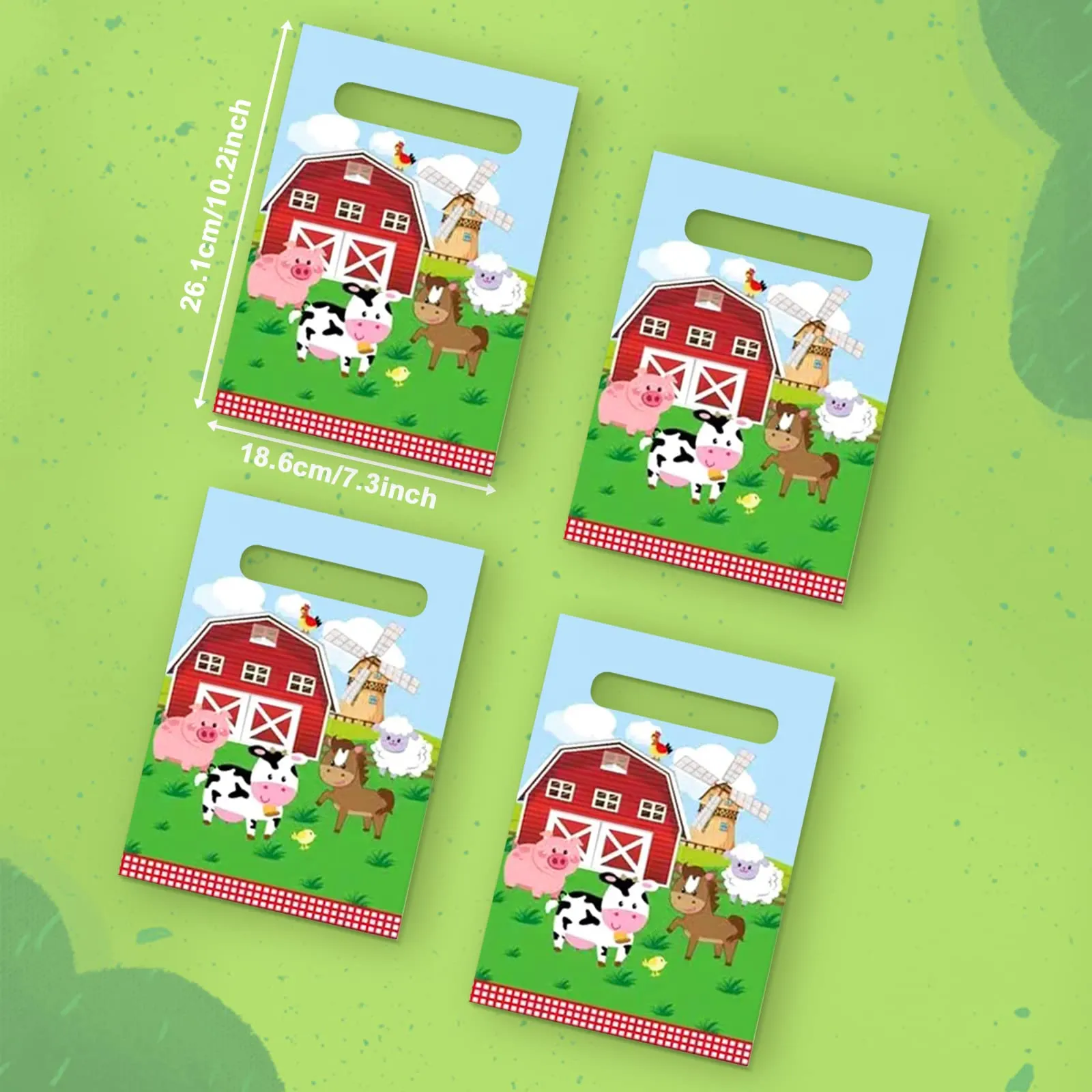 MEMOVAN Farm Party Gift Bags - 30pcs, Farm Party Favors with Plastic Goodies, Candy Treat Snack Bags for Kids, Barnyard Cow Farmhouse Theme Birthday & Baby Shower Decoration
