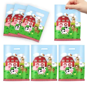 MEMOVAN Farm Party Gift Bags - 30pcs, Farm Party Favors with Plastic Goodies, Candy Treat Snack Bags for Kids, Barnyard Cow Farmhouse Theme Birthday & Baby Shower Decoration