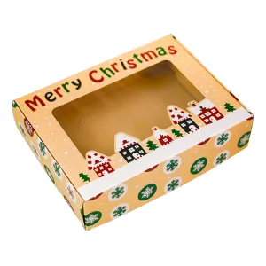 Merry Christmas Box with Window - 6.5" x 9.75" x 2.5" (12 x 16 x 4 cm) - Pack of 10 - Canadian Distribution