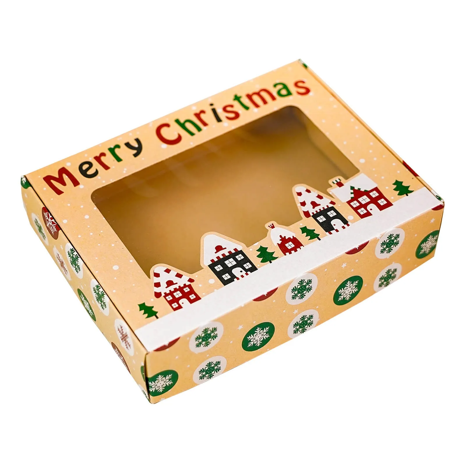 Merry Christmas Box with Window - 6.5" x 9.75" x 2.5" (12 x 16 x 4 cm) - Pack of 10 - Canadian Distribution