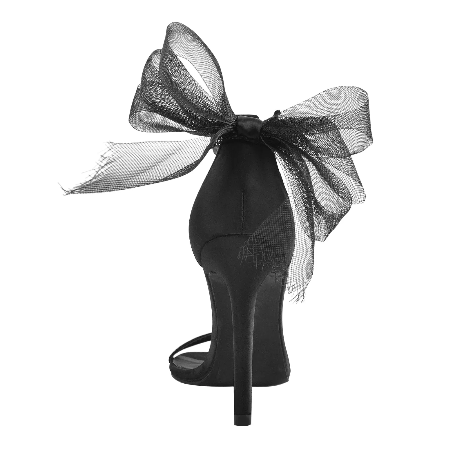 Mesh Bow Ankle Strap Stiletto Sandals