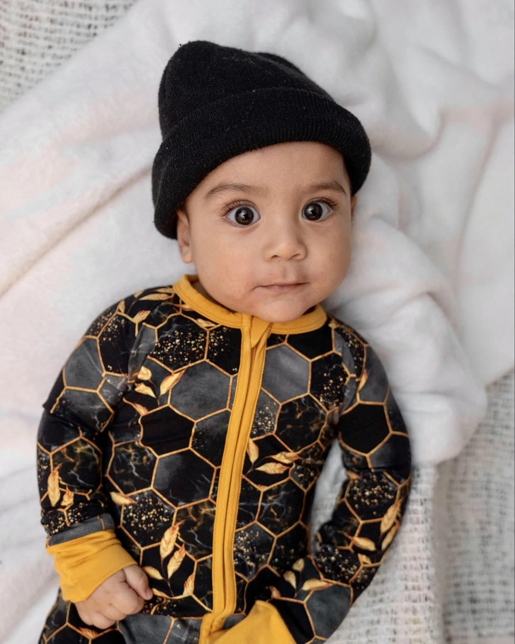 Midnight Honey | Convertible Bamboo Zipper Baby Pajamas