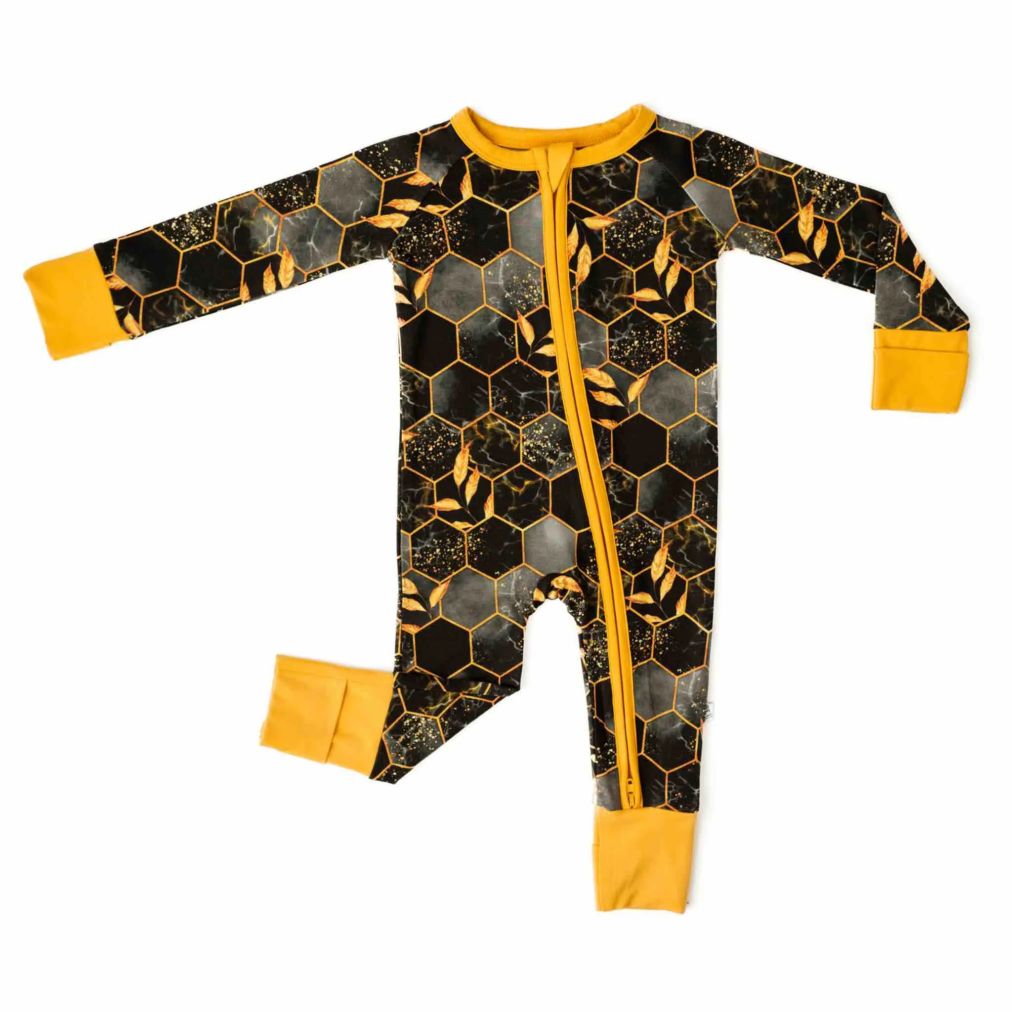 Midnight Honey | Convertible Bamboo Zipper Baby Pajamas