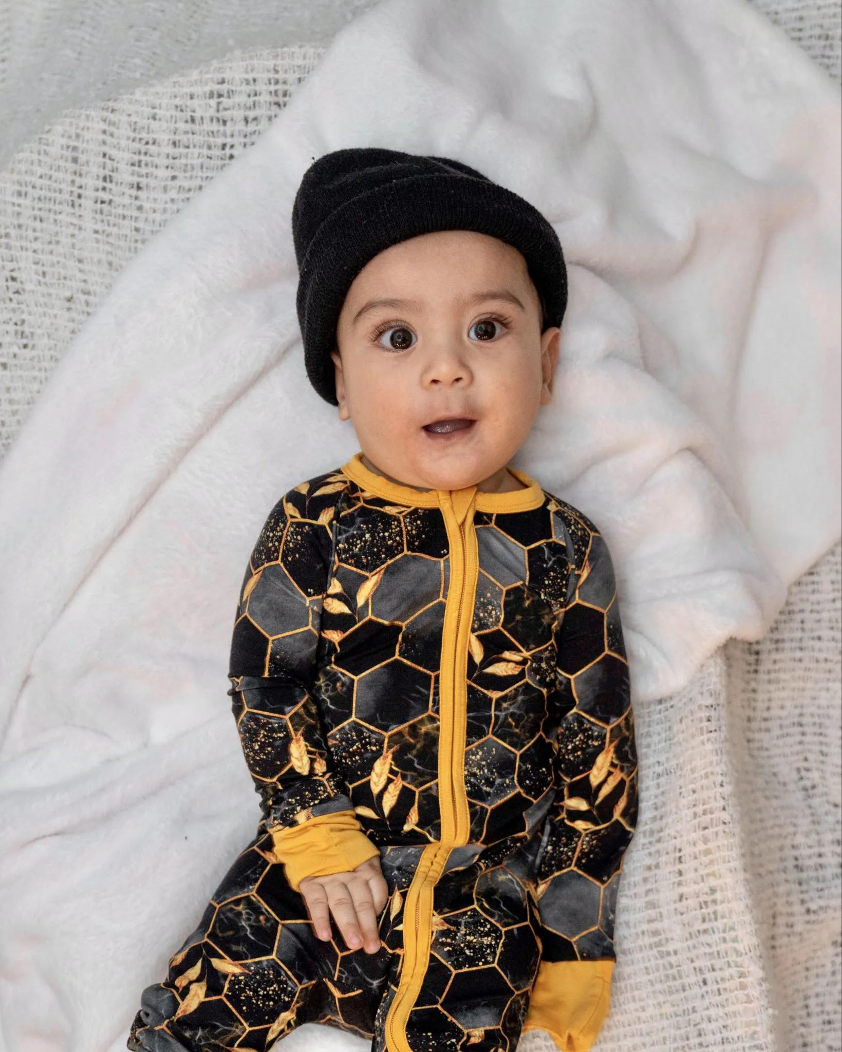 Midnight Honey | Convertible Bamboo Zipper Baby Pajamas