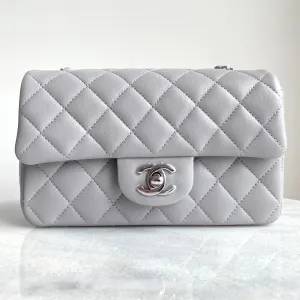 Mini Rectangular Flap Bag in 21B Grey Lambskin