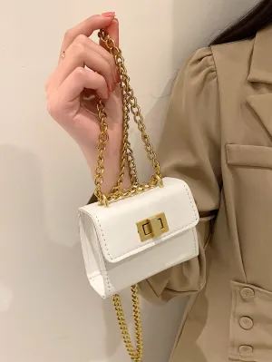 Mini Twist Lock Flap Chain Square Bag - 𝘚𝘚²³ - White