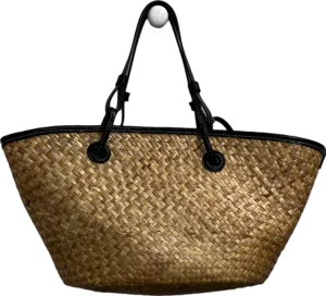 Mint Velvet Beige Ayla Straw Leather Detail Basket bag