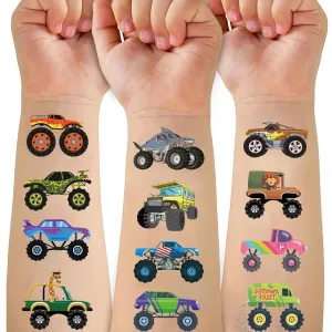 Monster Trucks Temporary Tattoo for Kids, 10 Sheets Monster Truck Fake Tattoos for Boys Party Favors, Goodie Bags Stuffers, Brithday Supplies Decorations