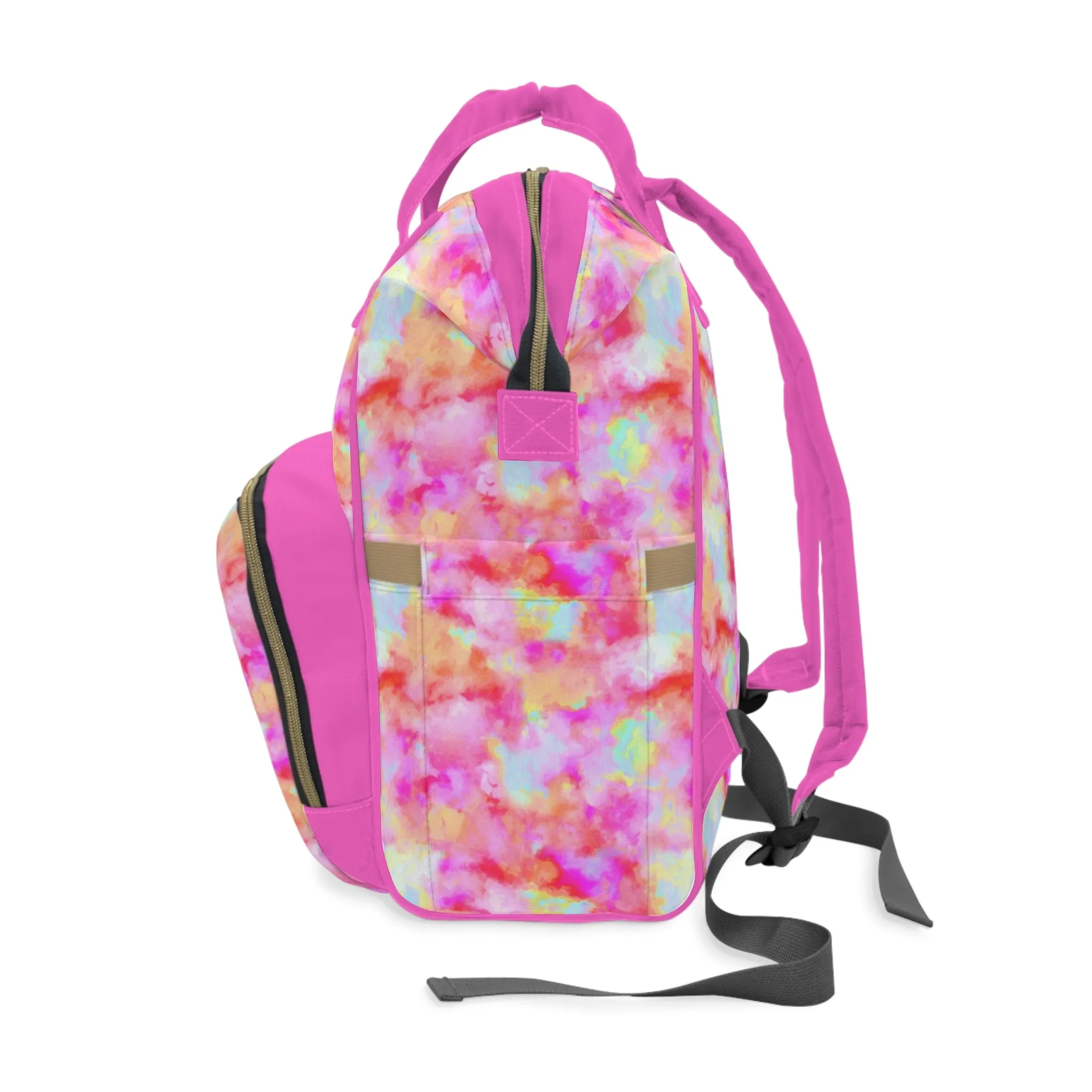 Multifunctional Tie-Dye Diaper Backpack - Lightweight Nylon Baby Bag with Adjustable Straps