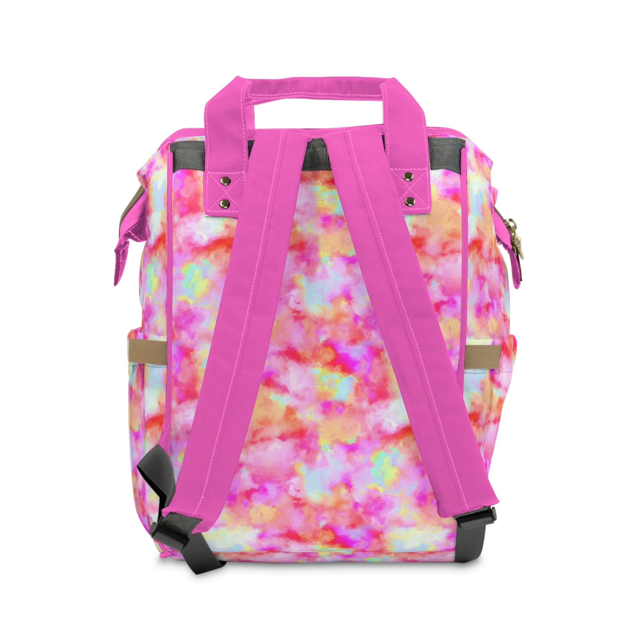 Multifunctional Tie-Dye Diaper Backpack - Lightweight Nylon Baby Bag with Adjustable Straps