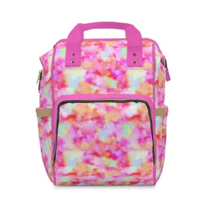 Multifunctional Tie-Dye Diaper Backpack - Lightweight Nylon Baby Bag with Adjustable Straps